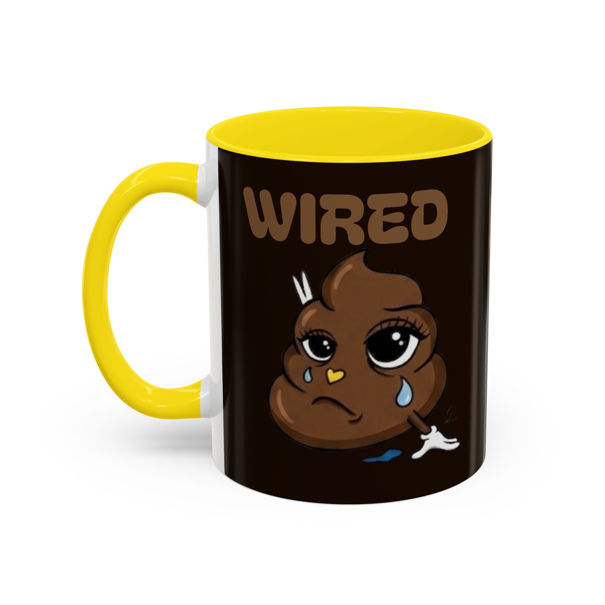 Coffee Mug - "Wired" Cute Poop Emoticon Design (11/15 oz) by GT Artland