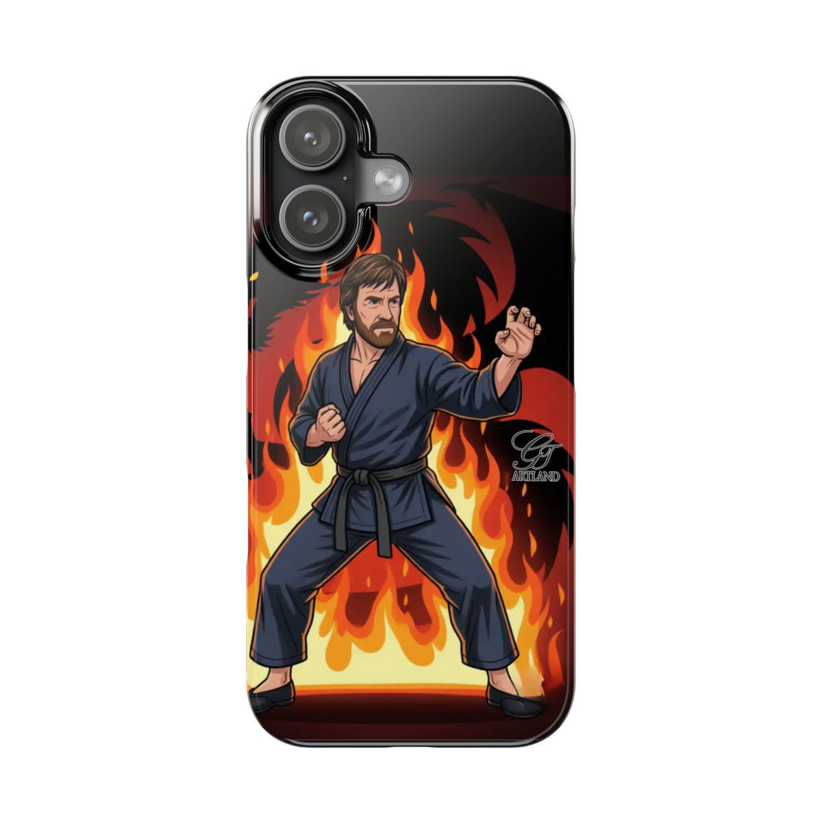 Martial Artist Illustration Slim Phone Case | Karate Fighter Flames by GT Artland