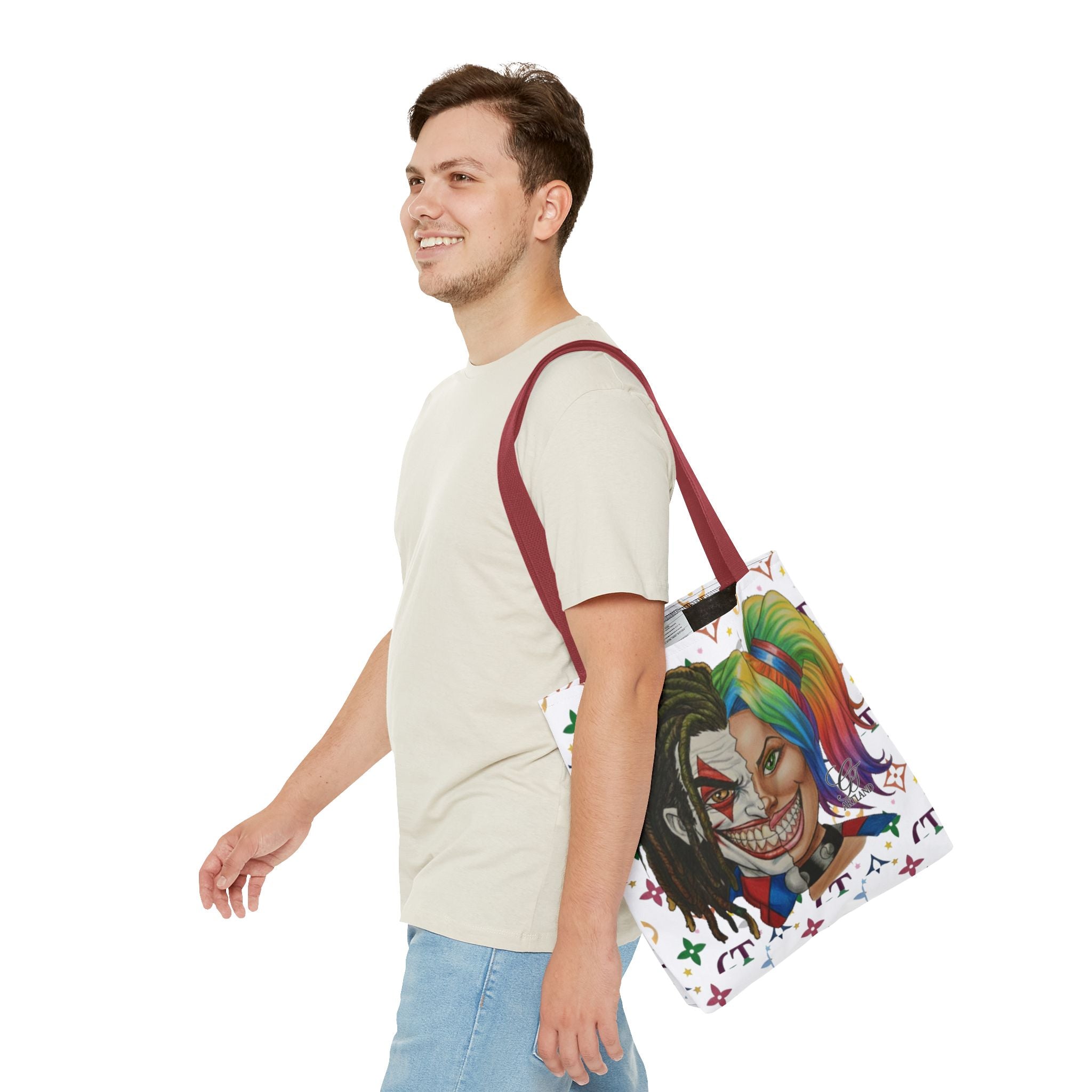 Two Faced Clown Couple Face Tote Bag – Urban Duo Swag by GT Artland