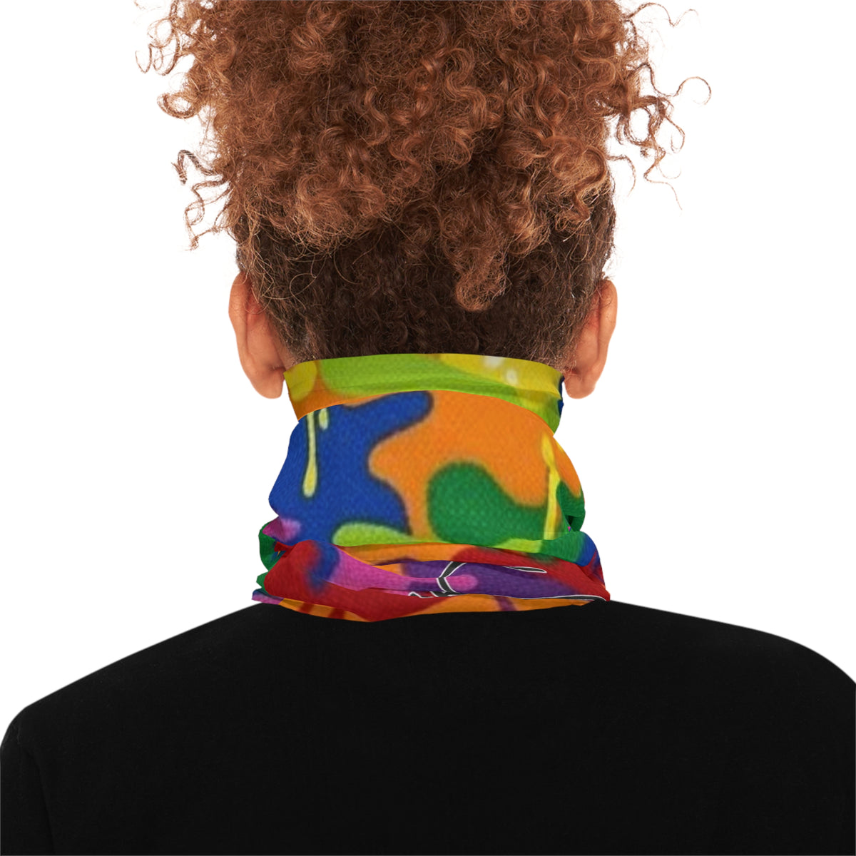 Colorful Exotic Drip Camo Neck Gaiter — Vibrant Rainbow Face Scarf by GT Artland