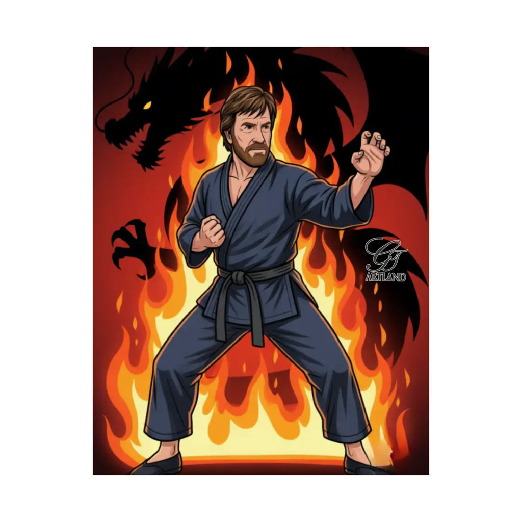 Martial Arts Master Poster | Matte Vertical Poster, Karate Dragon Flames