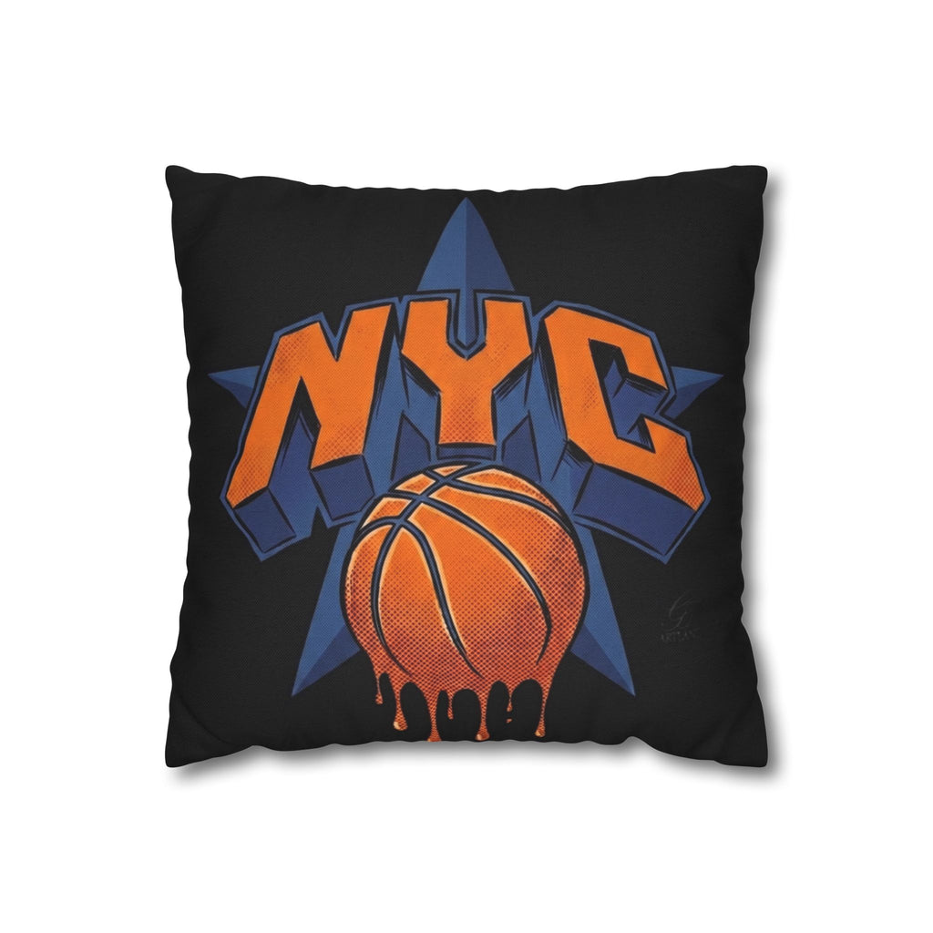 NYC Dripping Basketball Pillowcase | Square Throw Pillowcase by GT Artland