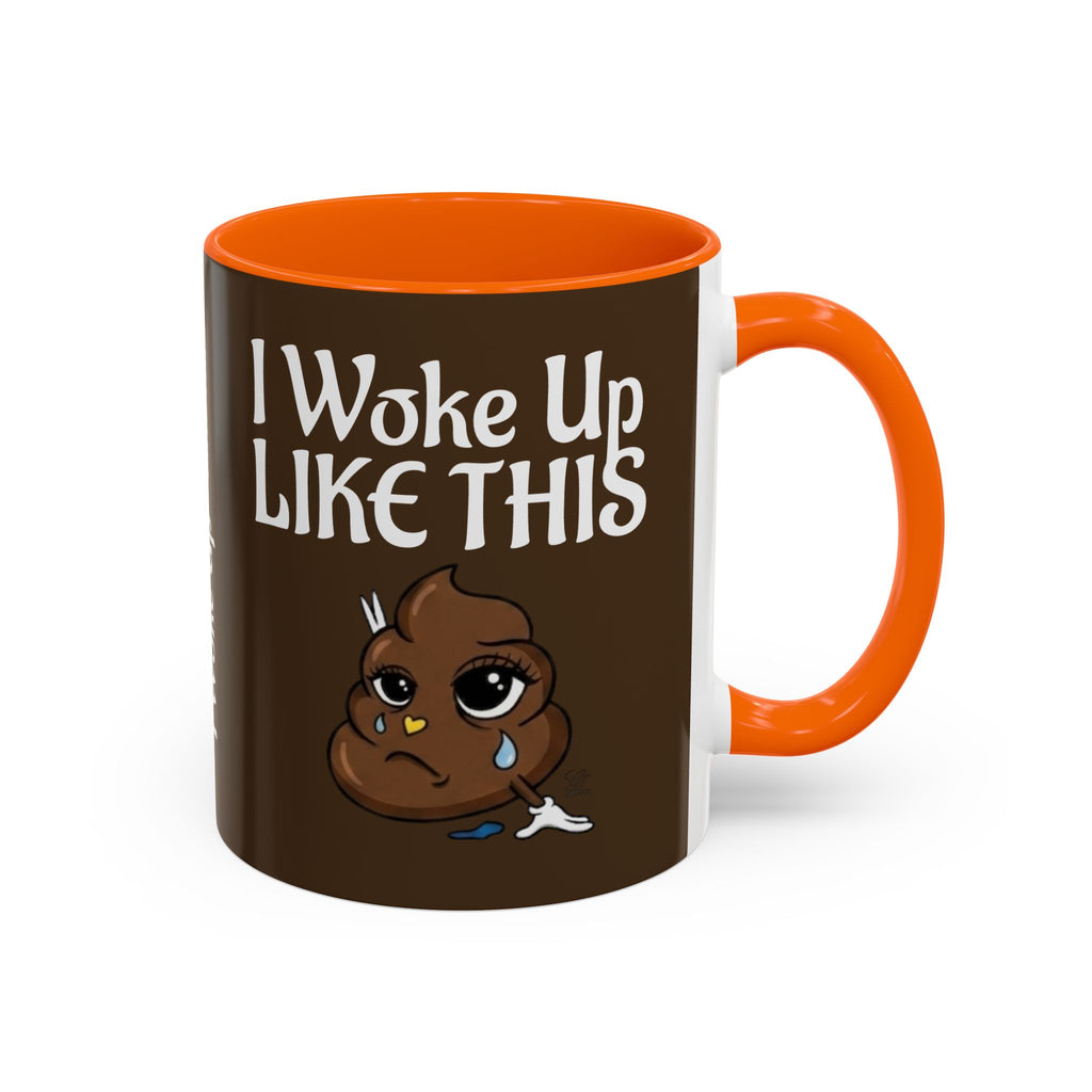I Woke Up Like This Designer Collectors Coffee Mug — Funny Poop Emoji Accent Mug by GT Artland