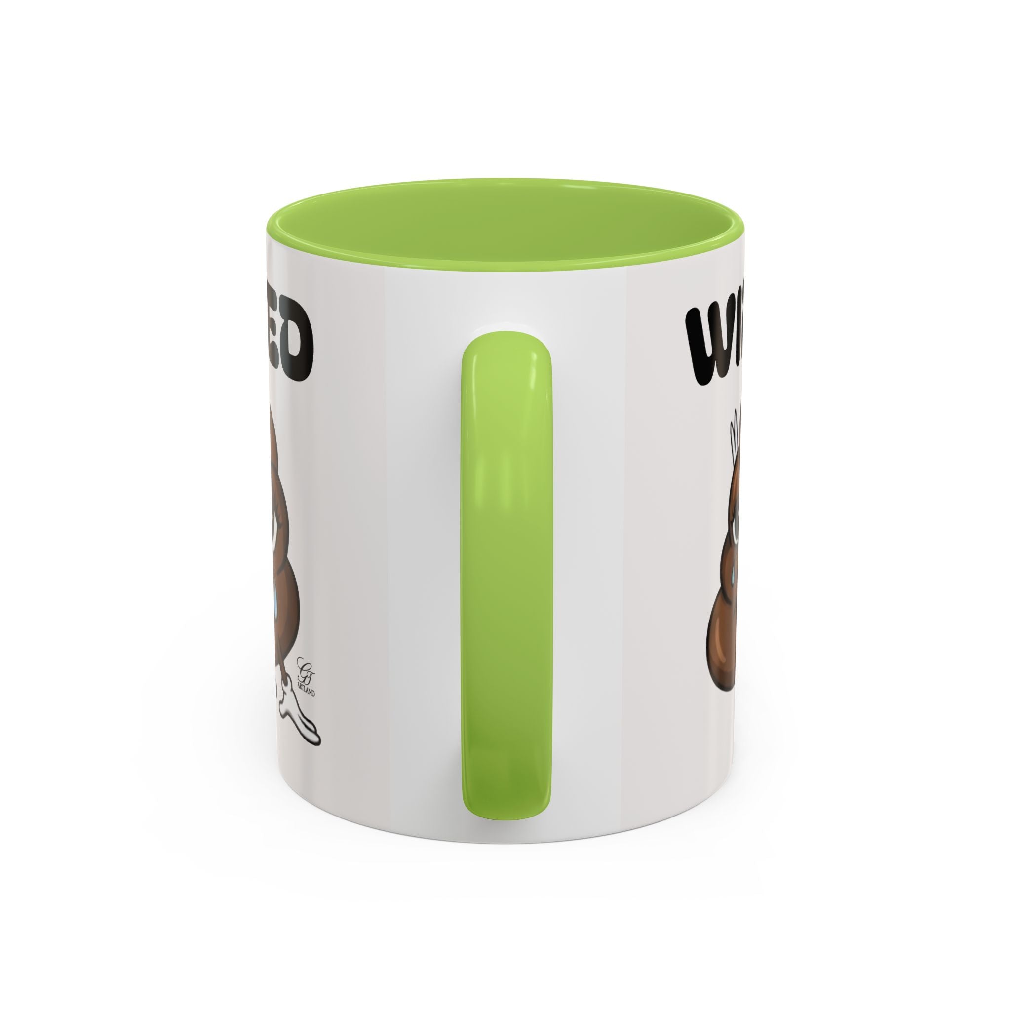 Wired Coffee Mug — Funny Poop Emoji Design Accent Mug (11/15 oz) by GT Artland