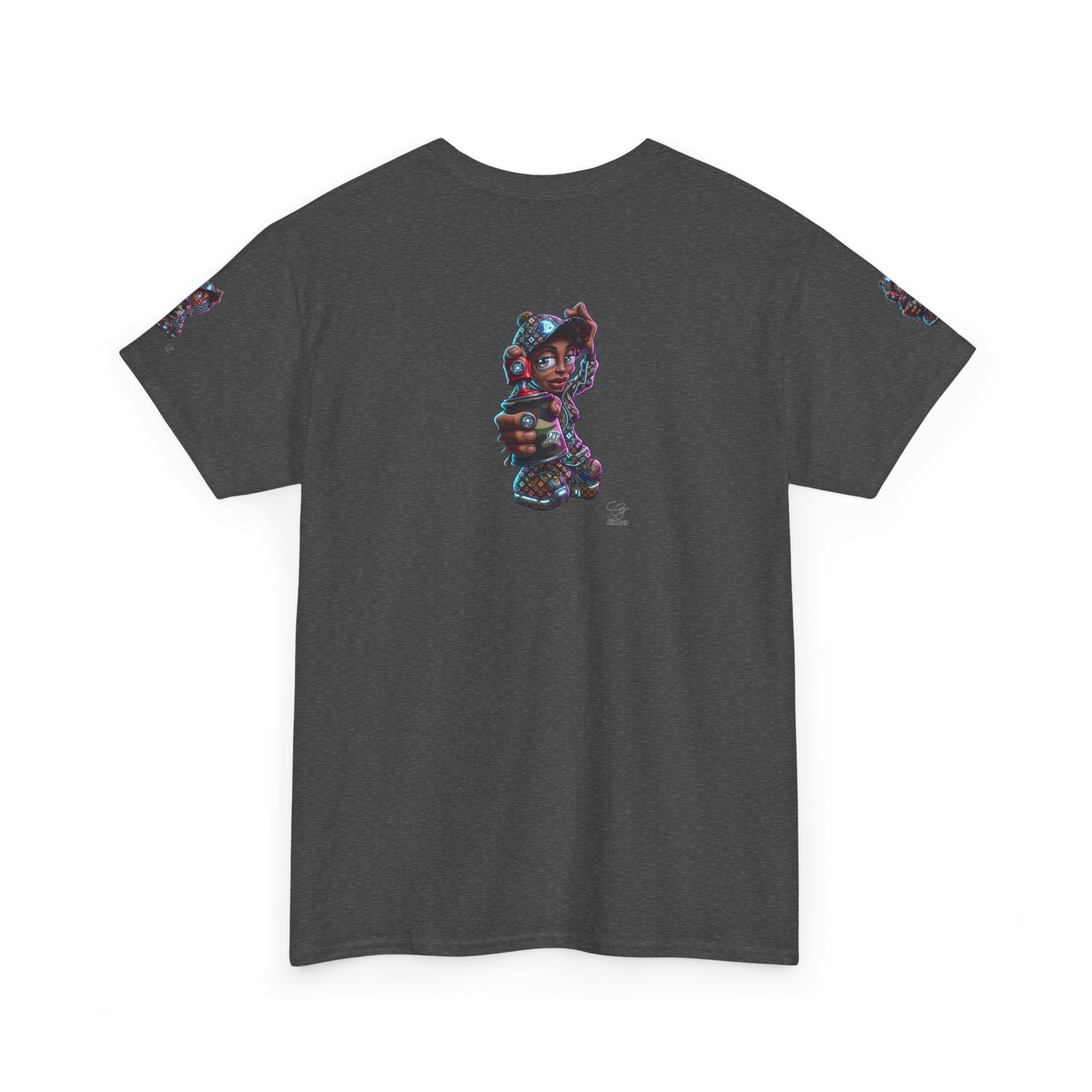 Ebony Futuristic Urban Spray Can Kid Gamer Tee - Cute Streetwear Graphic T-Shirt by GT Artland