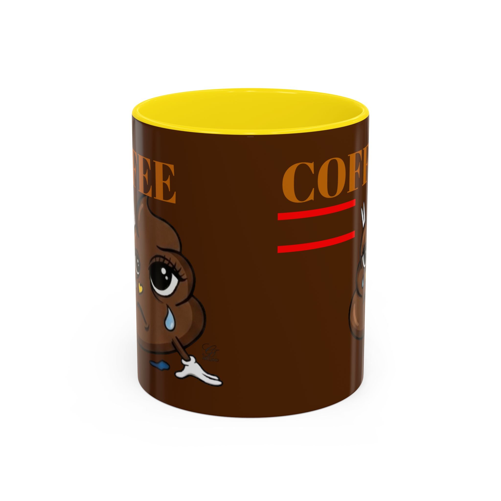 Coffee Mug — Cute Crying Poop Character "Coffee = Pooo" Accent Ceramic Mug by GT Artland
