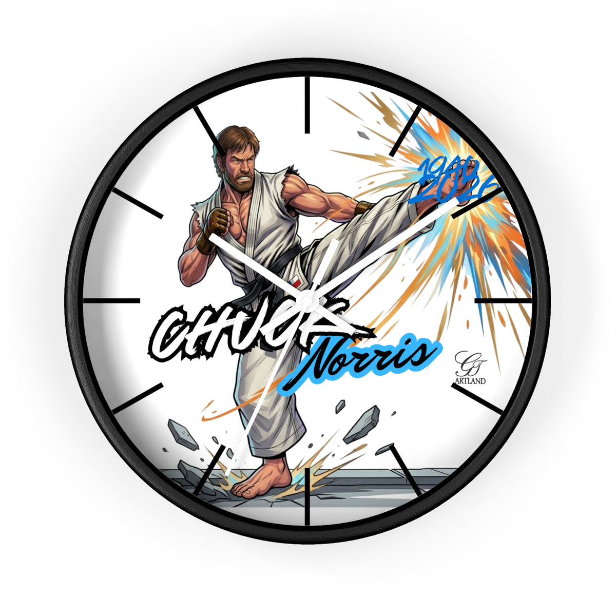 Chuck Norris Kicks, Courage and Karate Wall Clock by GT Artland