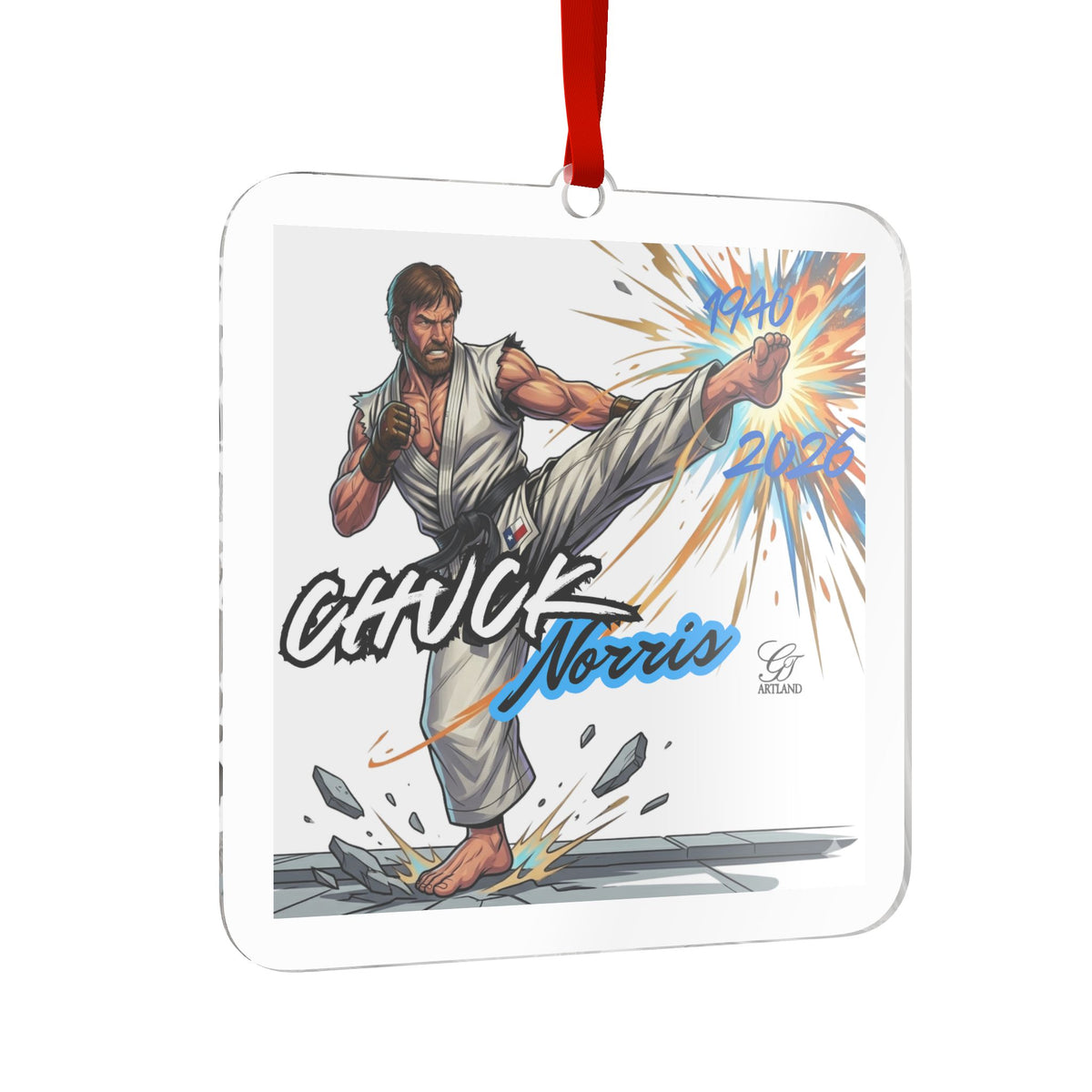 Chuck Norris Martial Arts Custom Cut Acrylic Ornament by GT Artland
