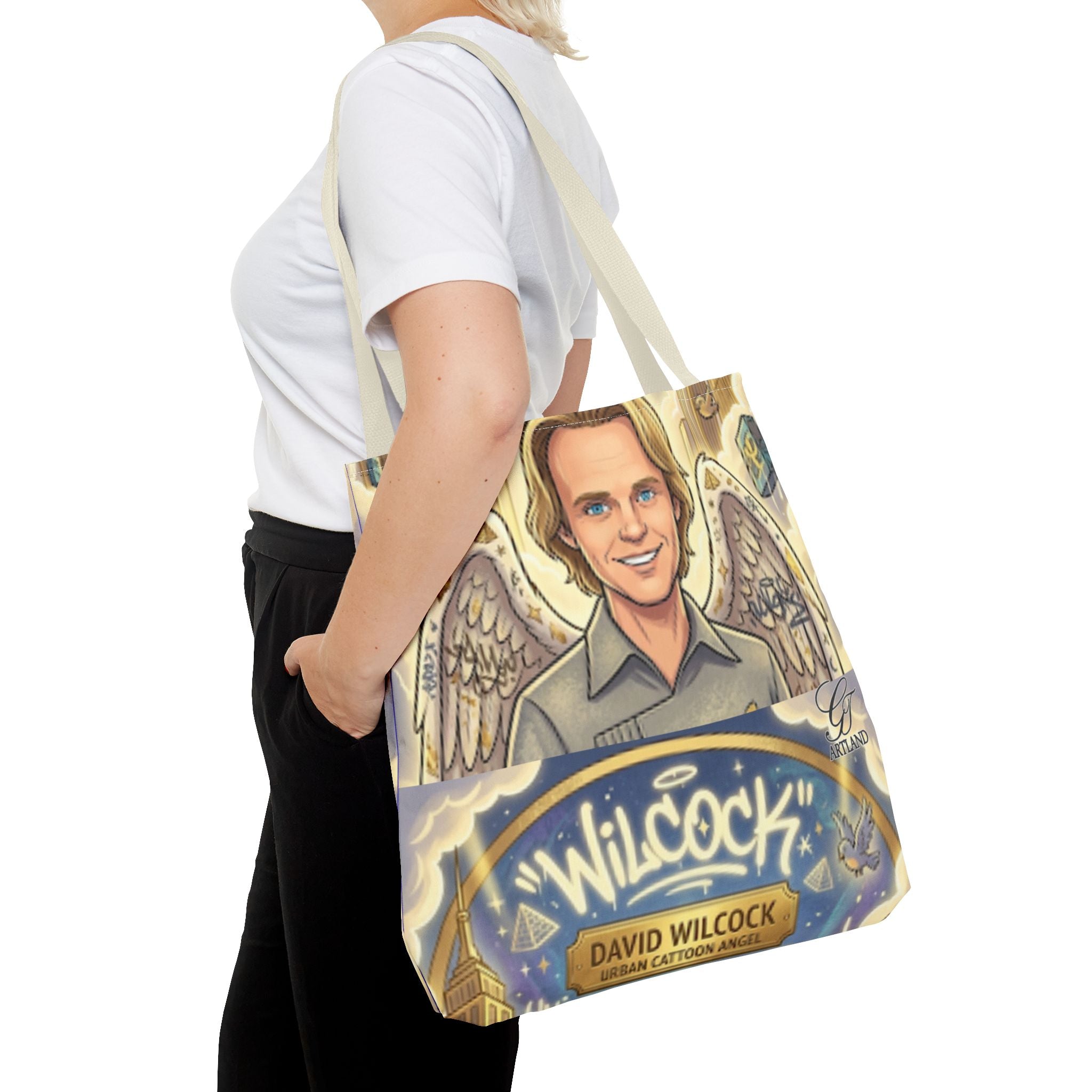 Wilcock Angel Wings Portrait Tote Bag – Illustrated Memorial/Tribute Carryall by GT Artland