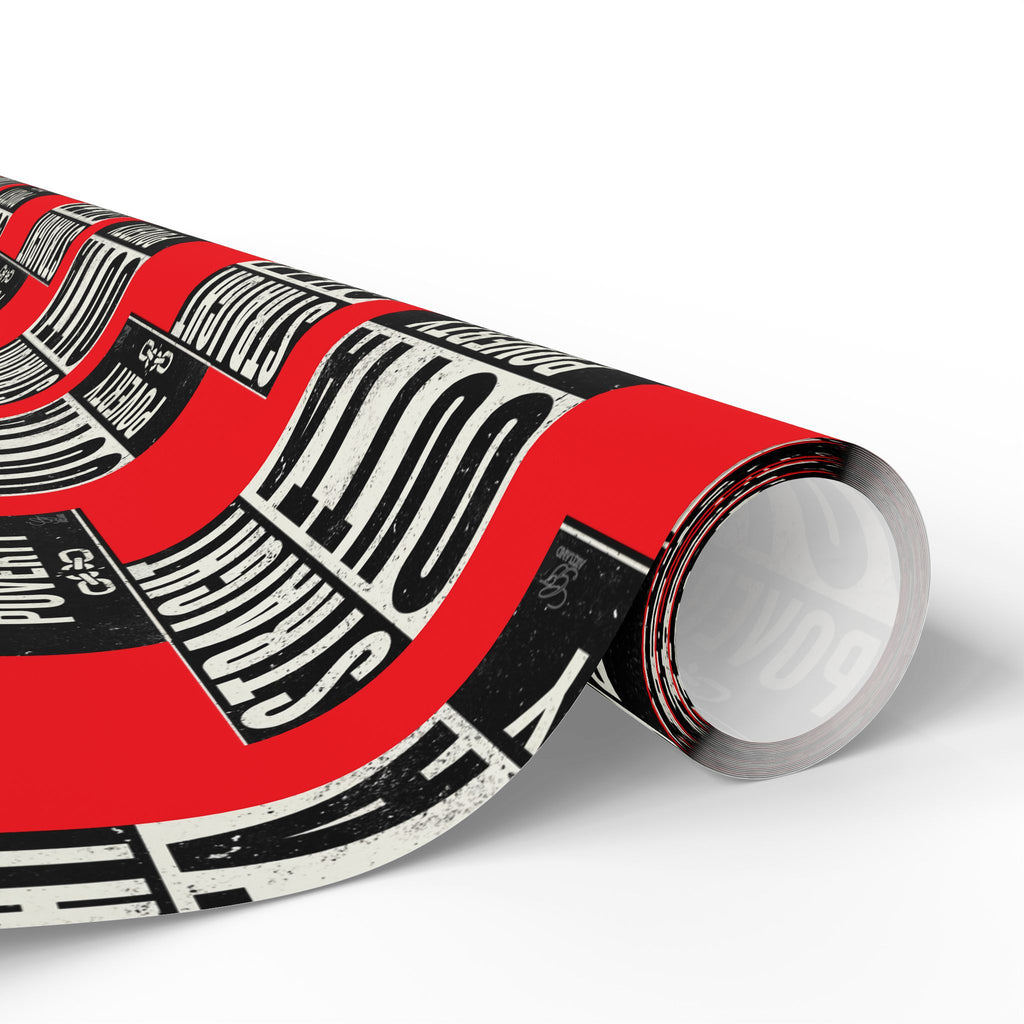 Straight Outta Poverty Wrapping Paper - Red, Black, White