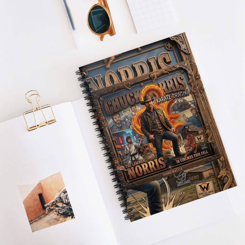 Chuck Norris Retro Poster Spiral Notebook | Ruled Journal
