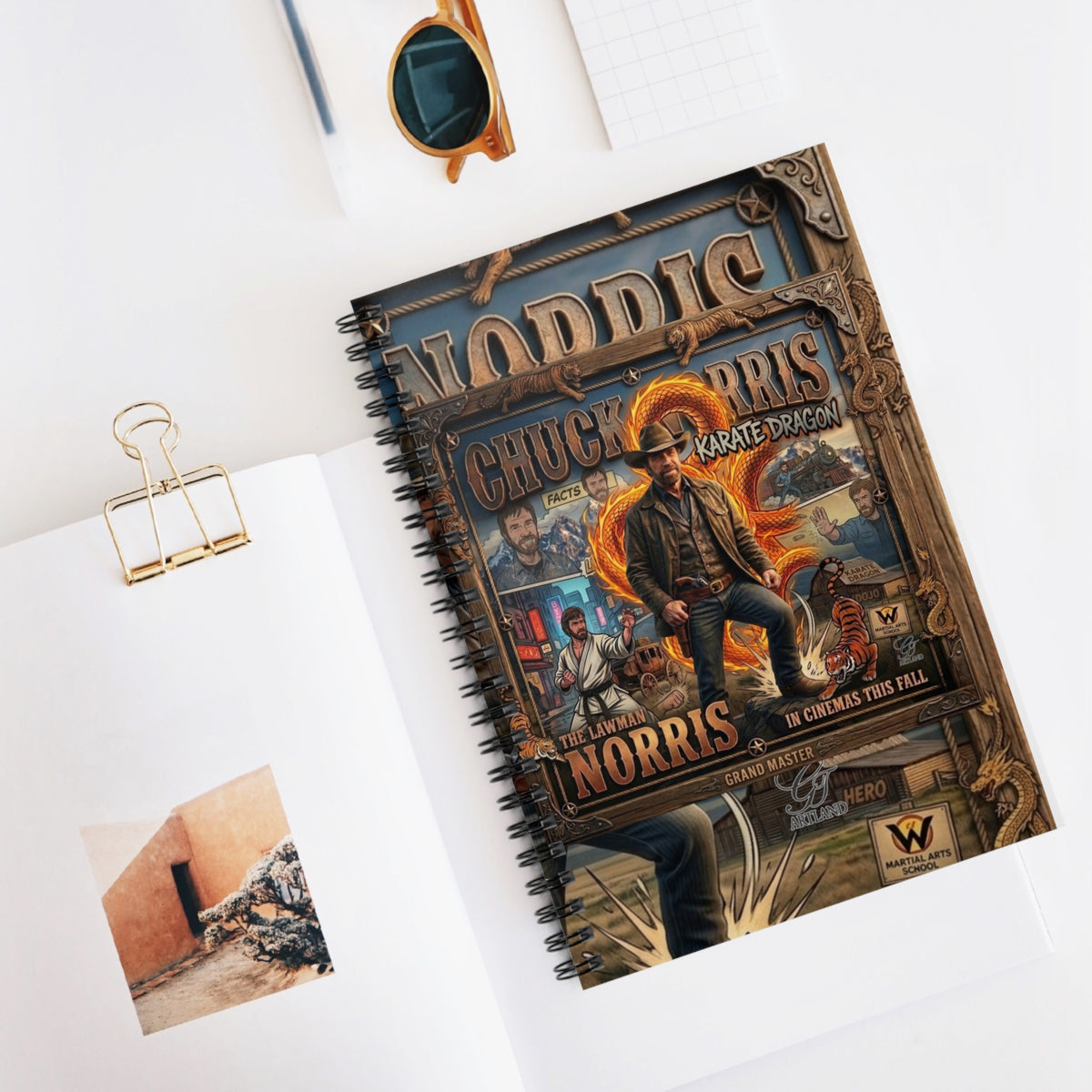 Chuck Norris Retro Poster Spiral Notebook | Ruled Journal