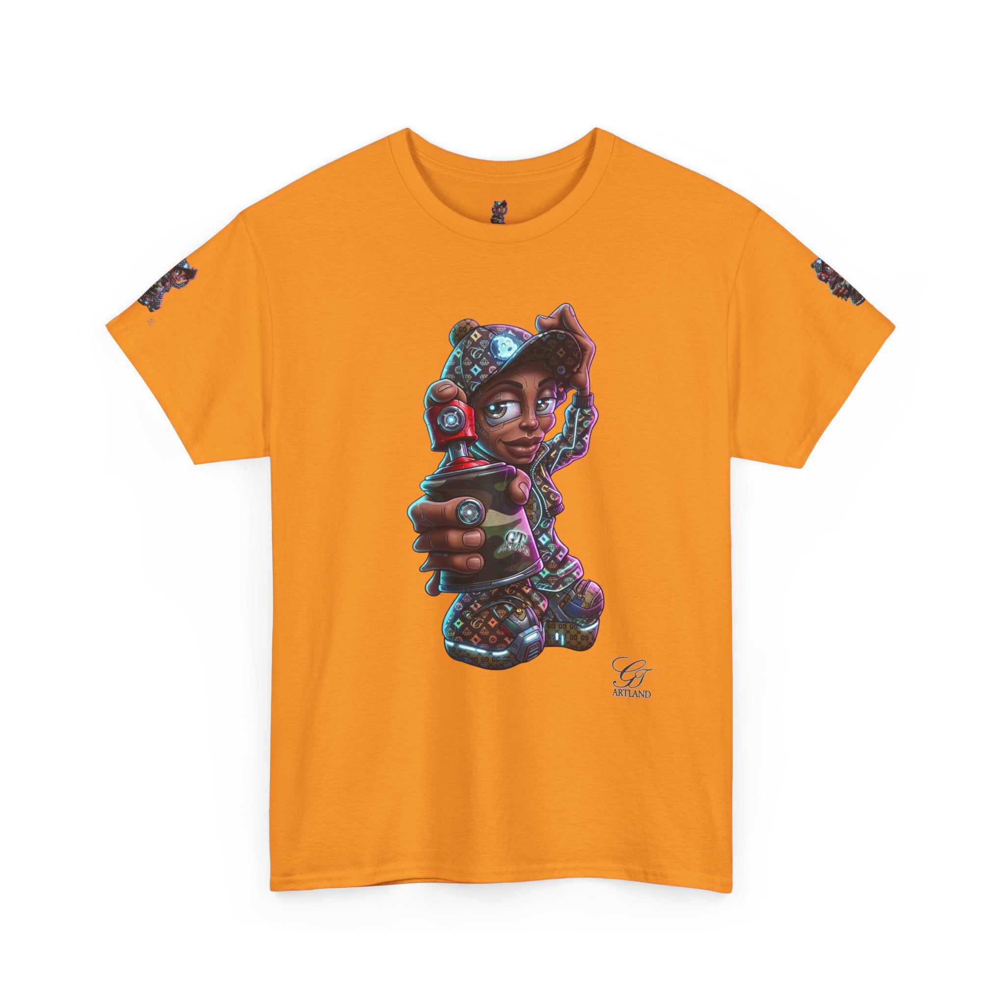 Ebony Futuristic Urban Spray Can Kid Gamer Tee - Cute Streetwear Graphic T-Shirt by GT Artland