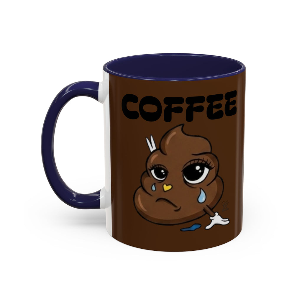 Coffee Mug — Cute Crying Poop Emoji 'COFFEE' Accent Ceramic Mug (11/15 oz) by GT Artland
