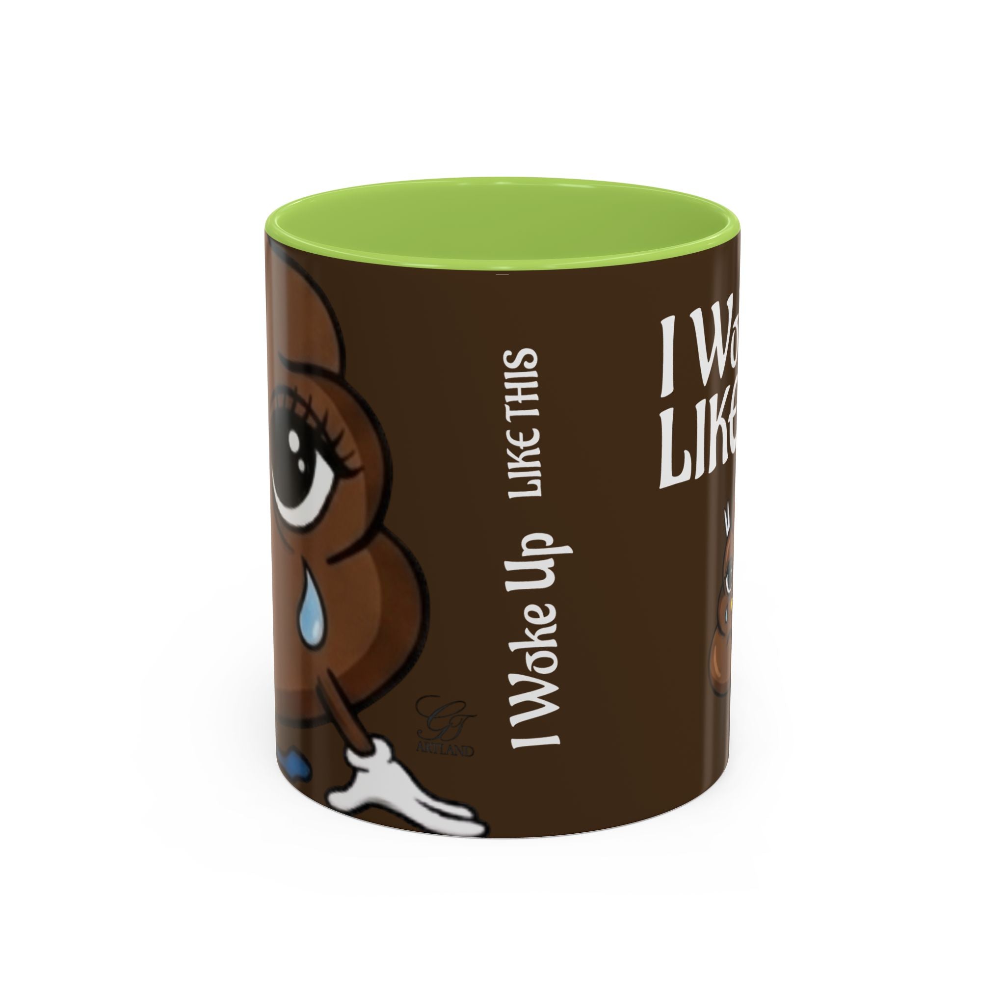 I Woke Up Like This Designer Collectors Coffee Mug — Funny Poop Emoji Accent Mug by GT Artland