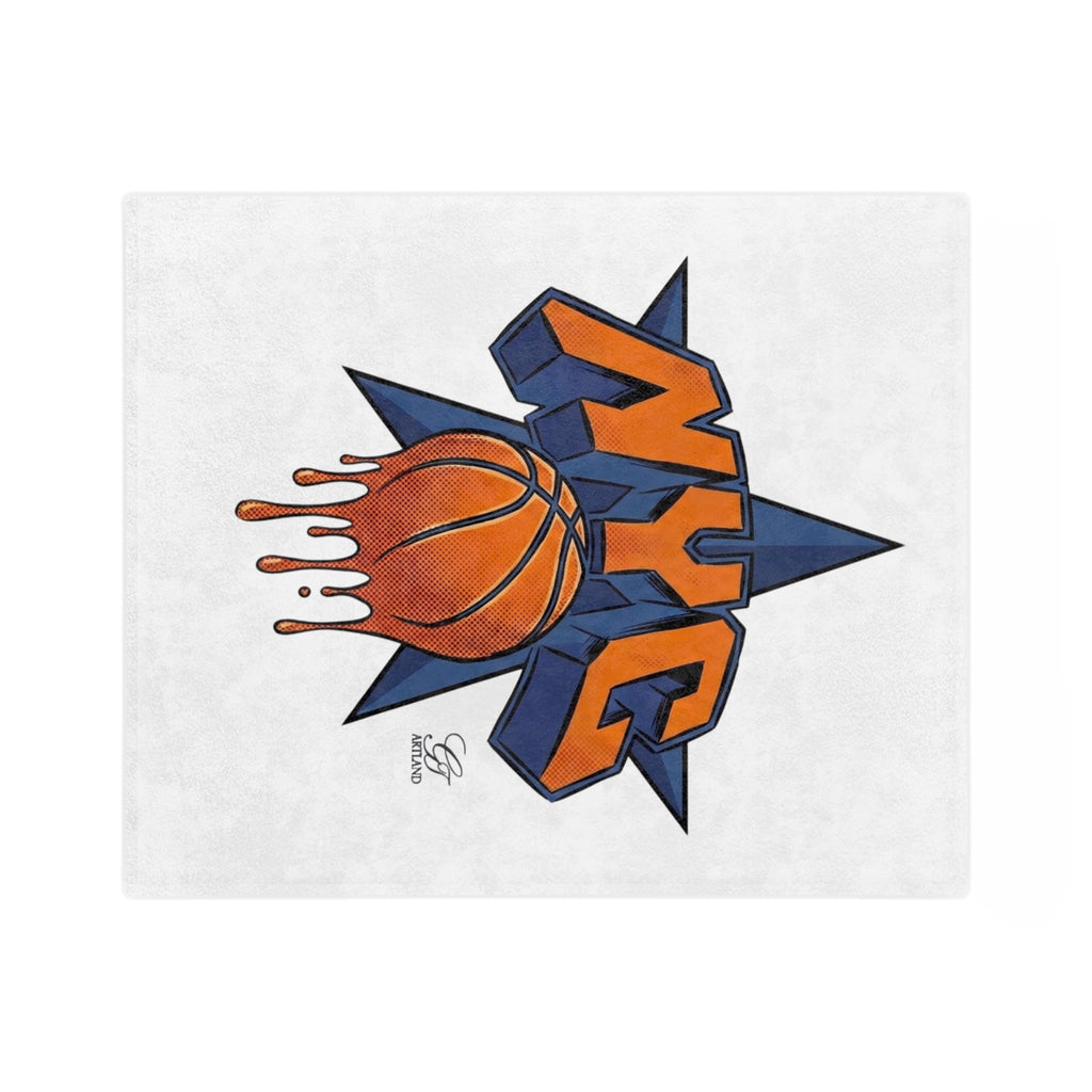 NYC Dripping Basketball Velveteen Microfiber Blanket | Sports City Logo Throw by GT Artland