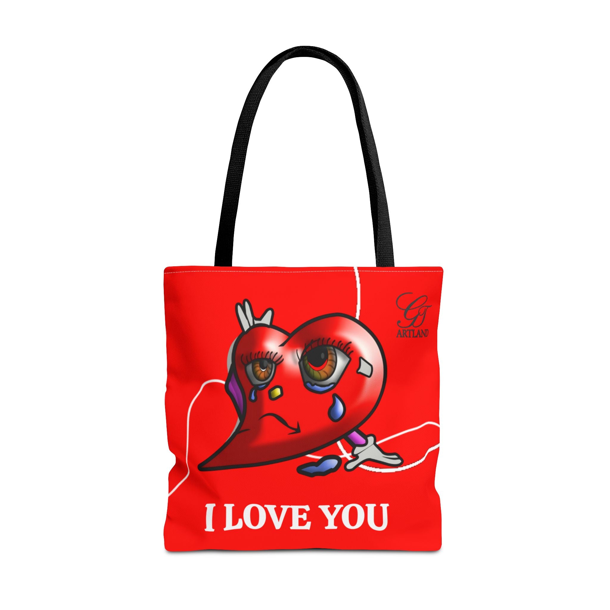 I Love You Red Heart Tote Bag — Cute Sad Heart Illustration Sorry Gift by GT Artland