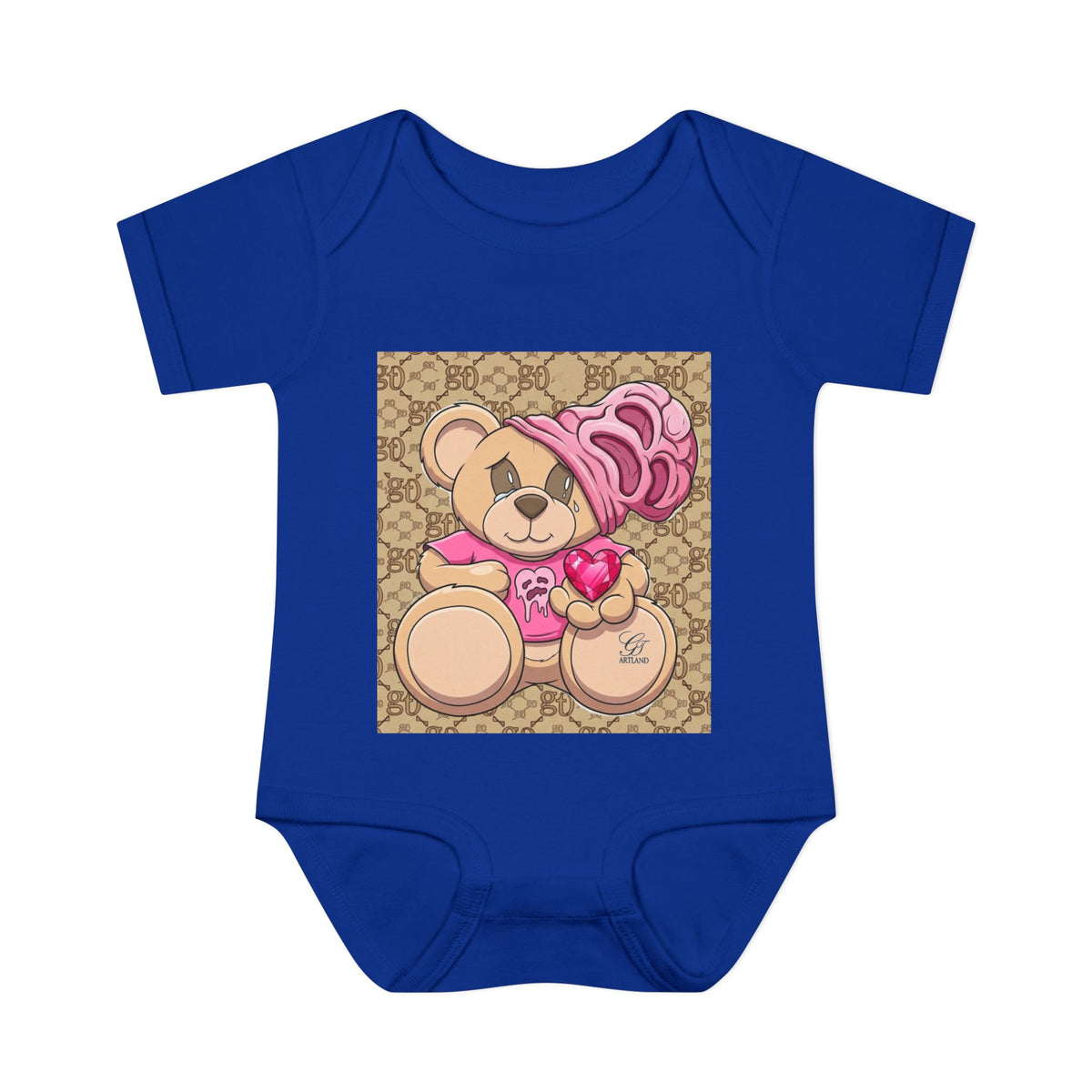 Pink Heart Teddy Bear Infant Bodysuit by GT Artland