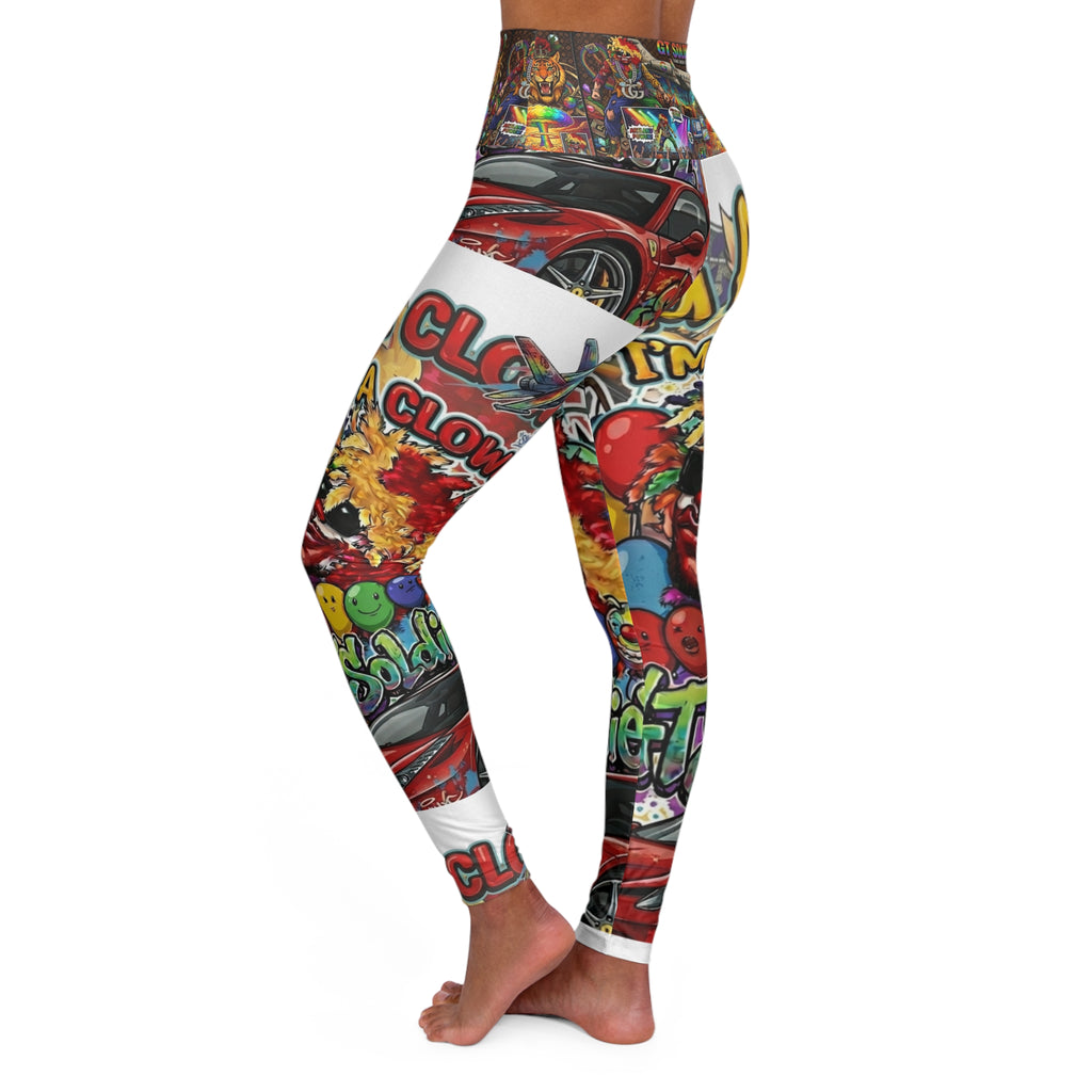 Colorful Graffiti Collage High Waisted Yoga Leggings | All-Over Print