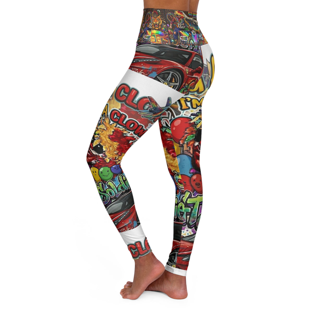 Colorful Graffiti Collage High Waisted Yoga Leggings | All-Over Print