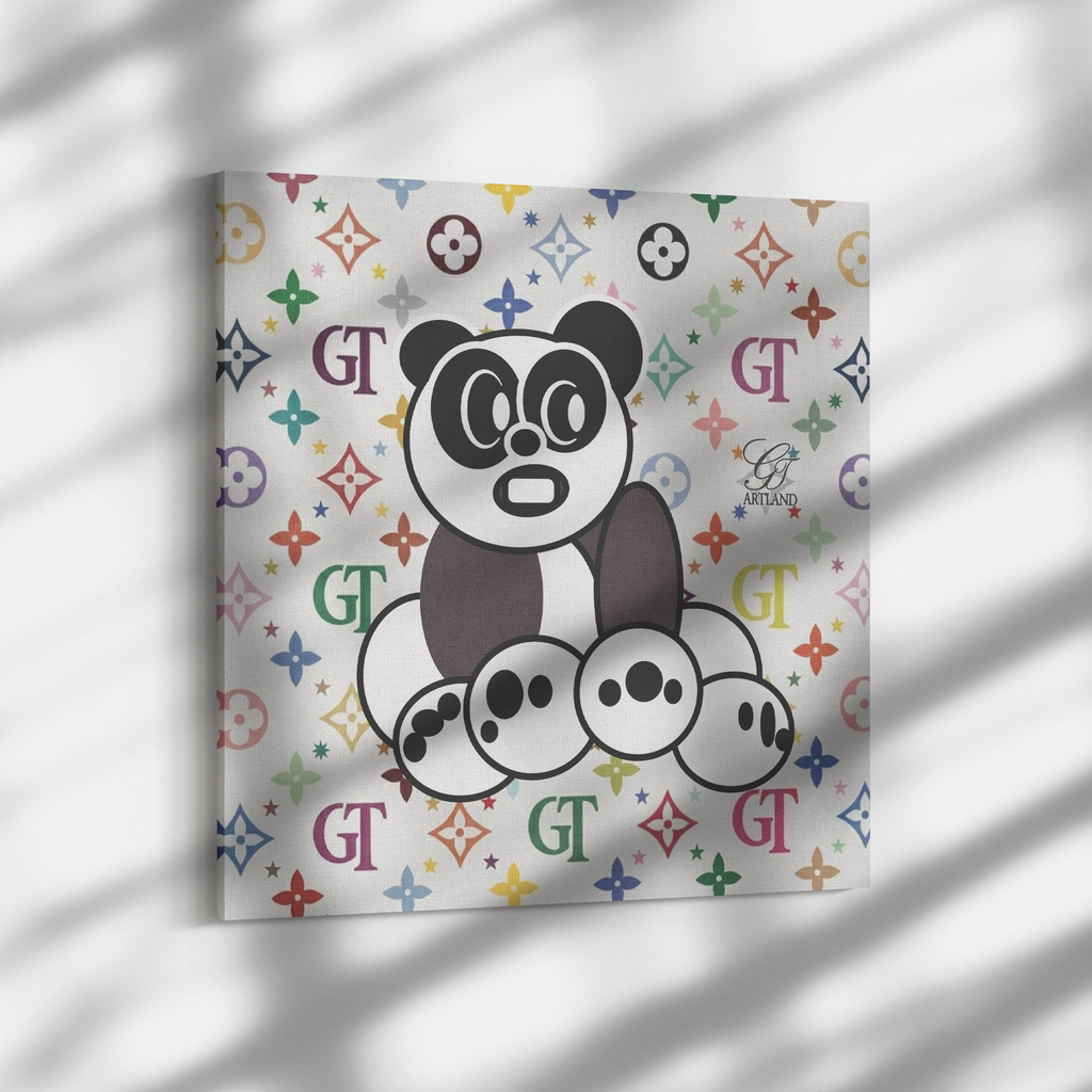 Panda Rainbow Lux Monogram Designer Canvas Wrap by GT Artland