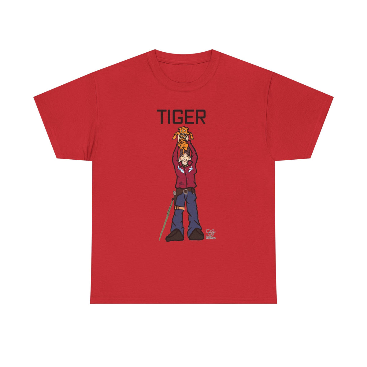 Tiger King T-Shirt | Character Holding Tiger Illustration by GT Artland