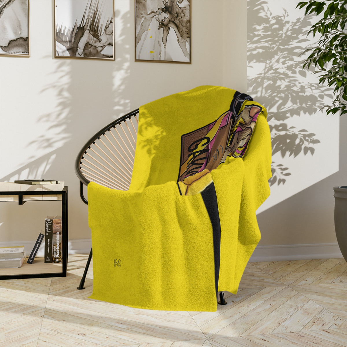 Pink Hair Vixen Fashion Queen Velveteen  Yellow Blanket | Trail Running Design by GT Artland