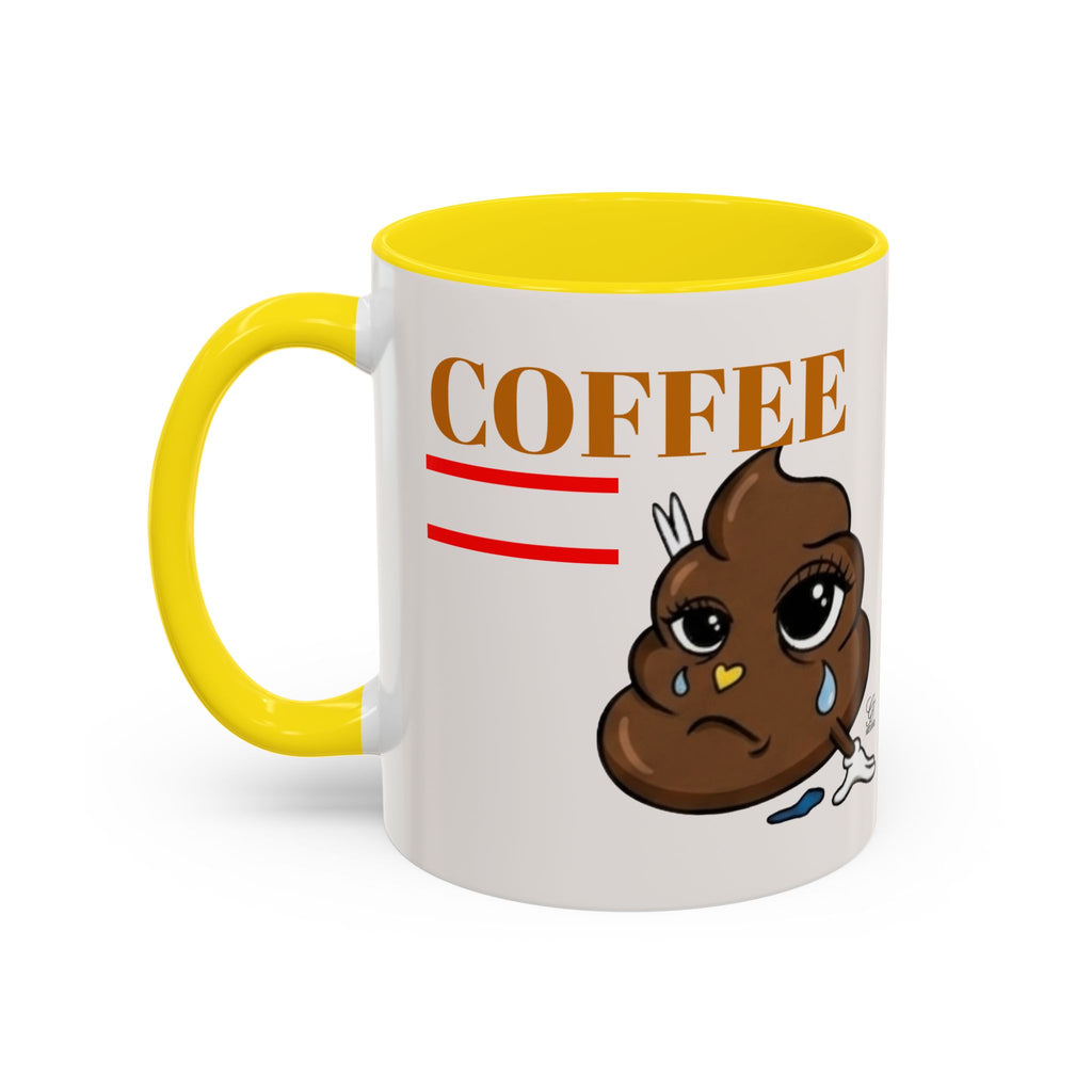 Coffee Mug — Sad Coffee Poop Emoji Designer Toon Accent Mug (11/15oz) by GT Artland