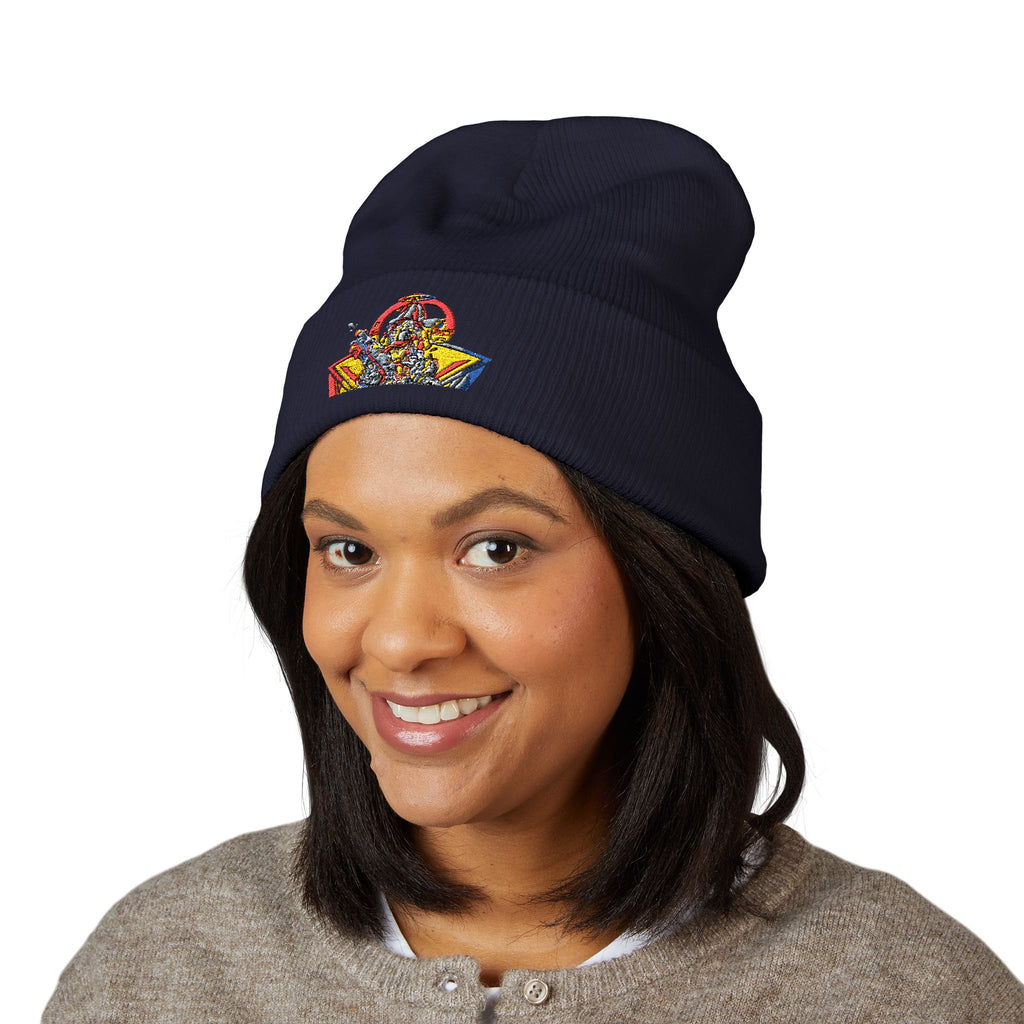 Retro Comic Duck Embroidered Cuffed Beanie