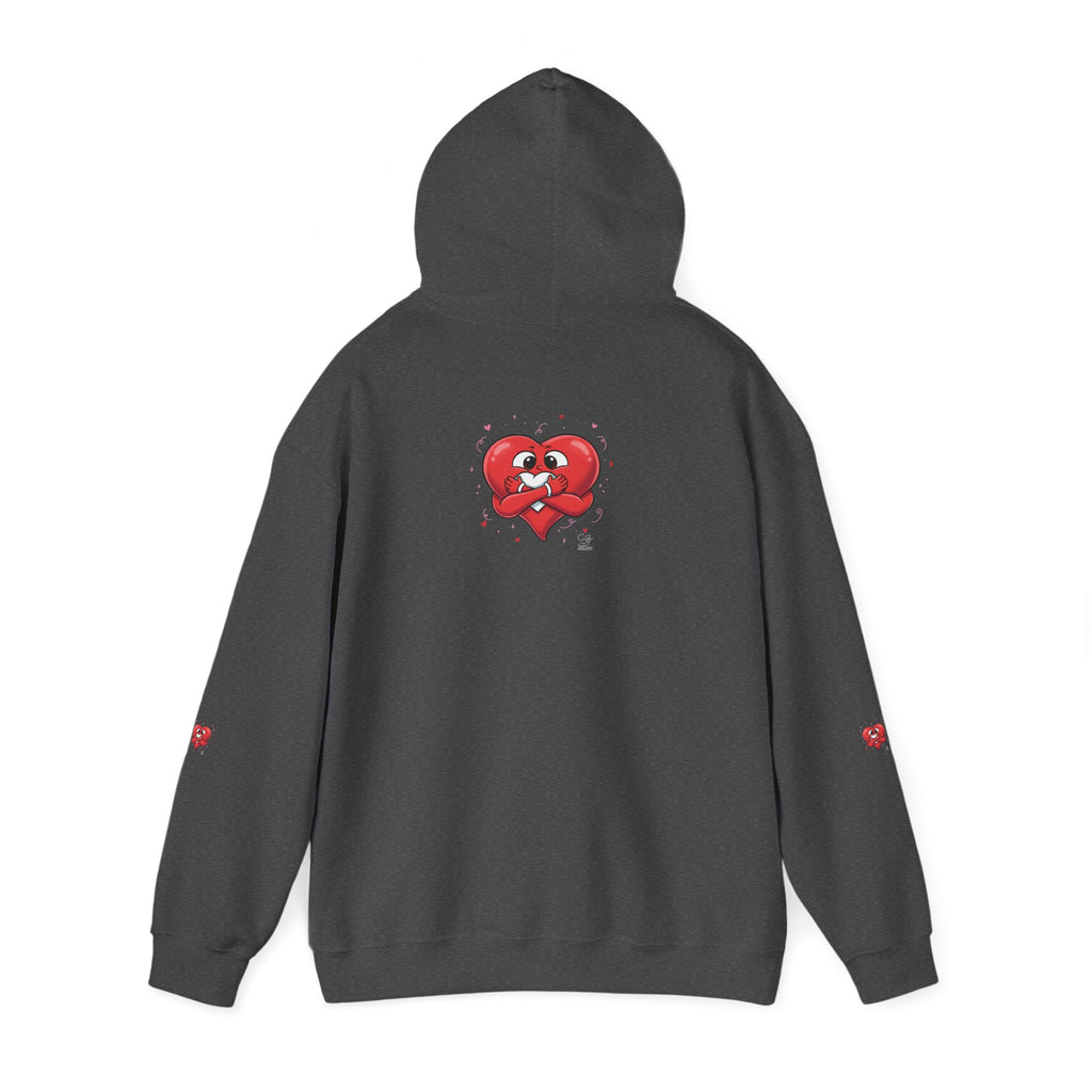 Graphic Heart Unisex Heavy Blend Hooded Sweatshirt | Red Heart Cartoon Sweatshirt