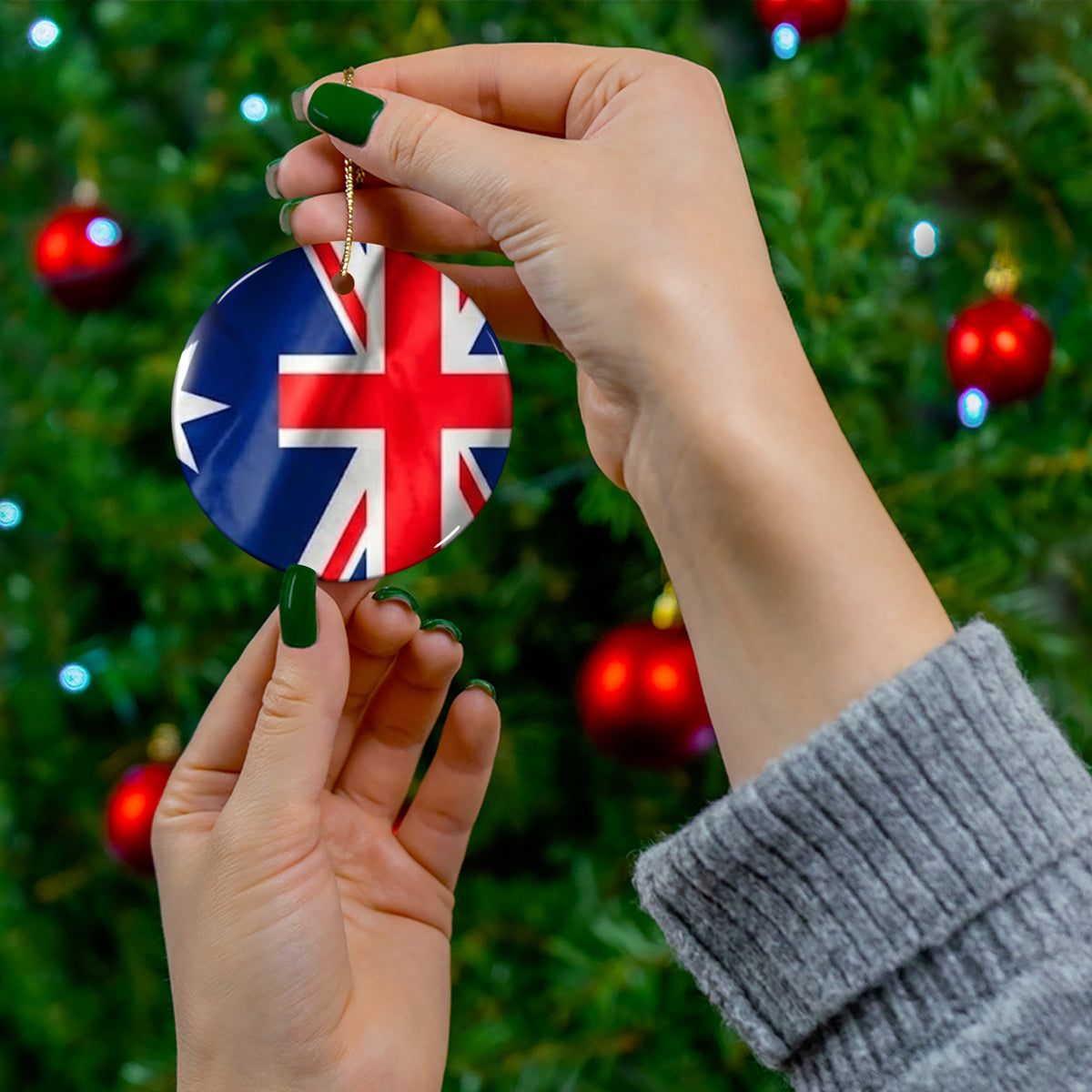 Australian Flag Ceramic Ornament – Round Holiday Decoration (4 Shapes) by GT Artland