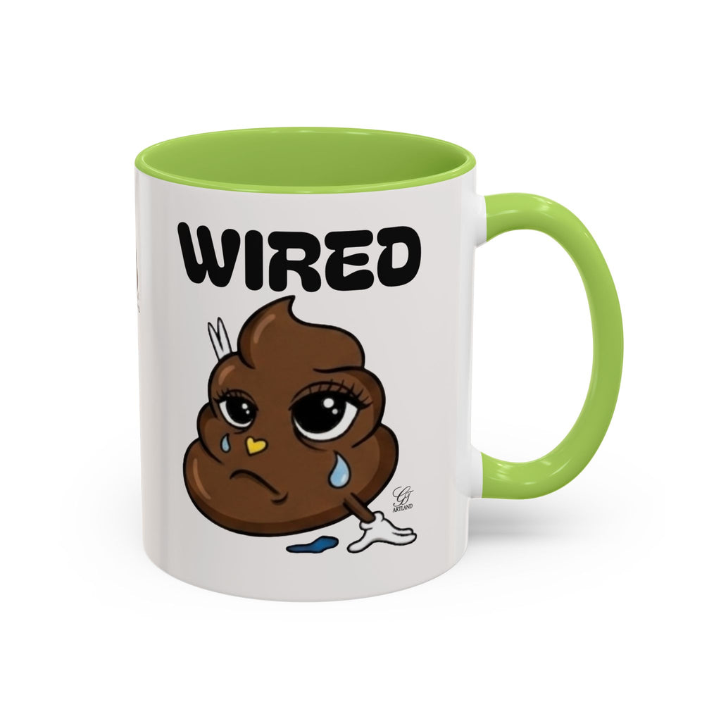 Wired Coffee Mug — Funny Poop Emoji Design Accent Mug (11/15 oz) by GT Artland