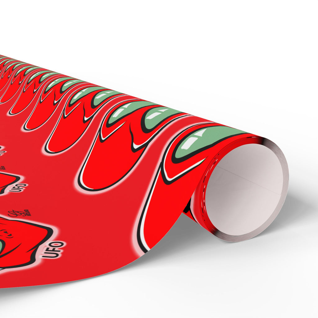 Red Alien UFO Sci‑Fi Gift Wrap