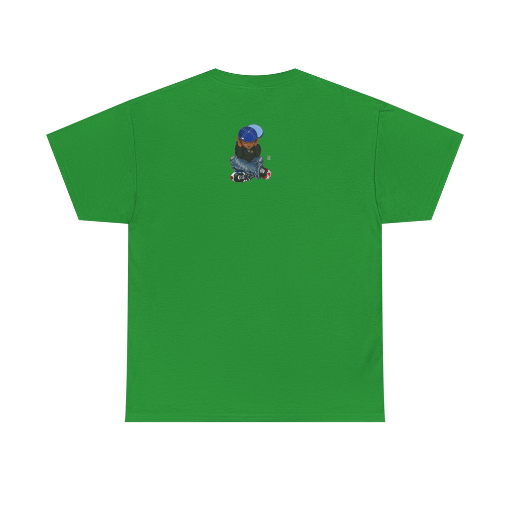 Ebony Sad Kid Illustration T-Shirt | Sitting Boy Graphic Tee b