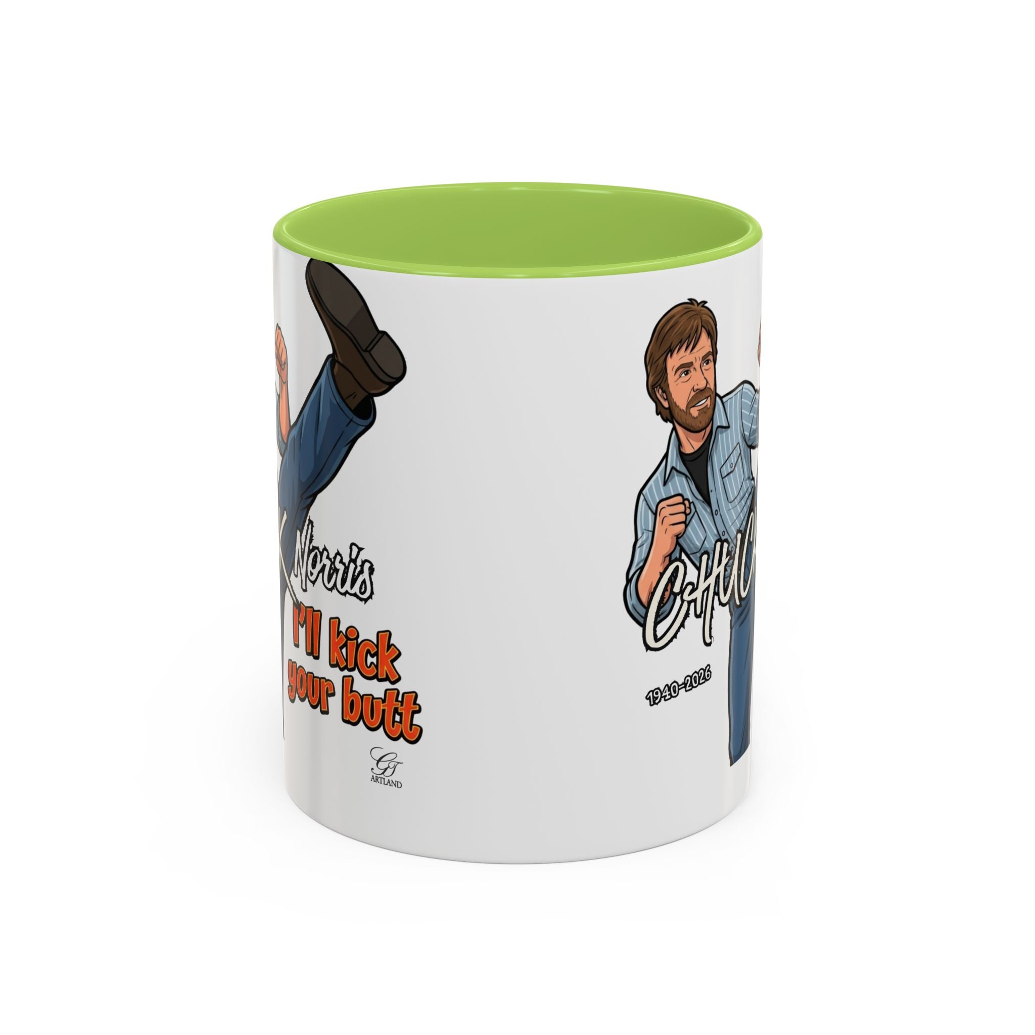 Martial Arts Chuck Norris Kick Butt Humor Character Mug | Accent Coffee Mug by GT Artland