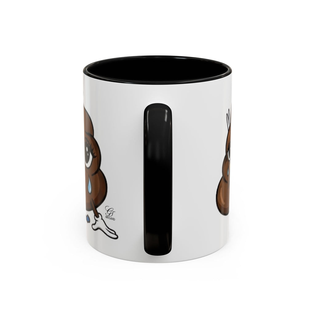 Sad Poop Emoji Coffee Mug — Funny Kawaii Gag Gift Accent Mug by GT Artland
