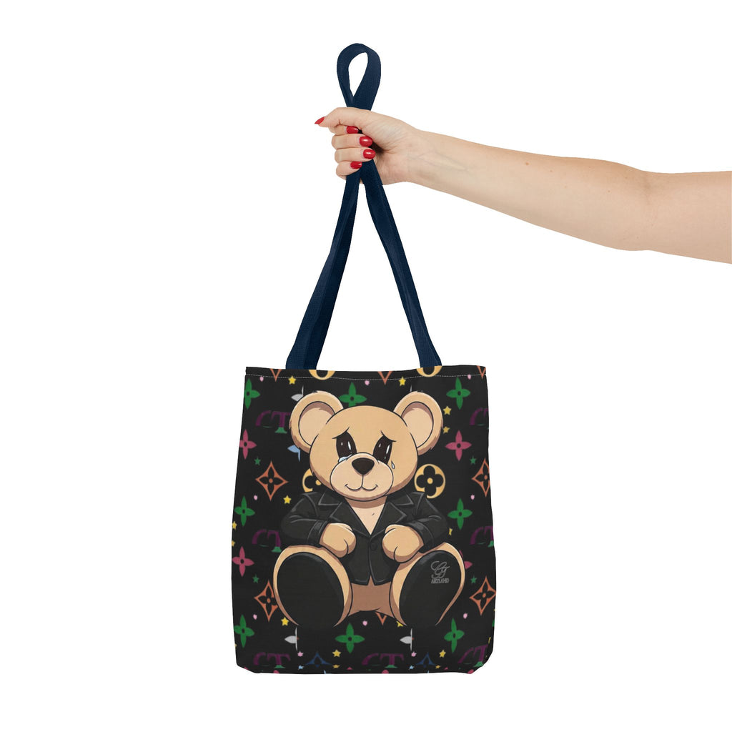 Elite Black Urban Designer Teddy Bear Monogram Tote Bag by GT Artland