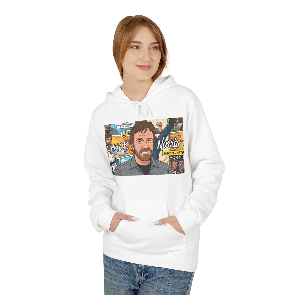 Chuck Norris Portrait Hoodie | Martial Arts Comic Illustration by GT Artland