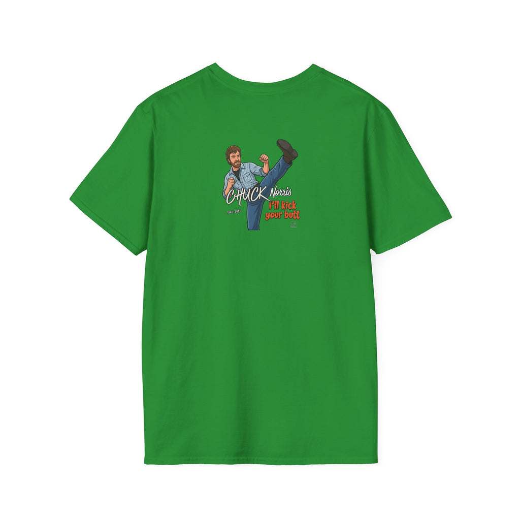 Chuck Norris Kick Illustration T-Shirt | I'll Kick Your Butt text by GT Artland