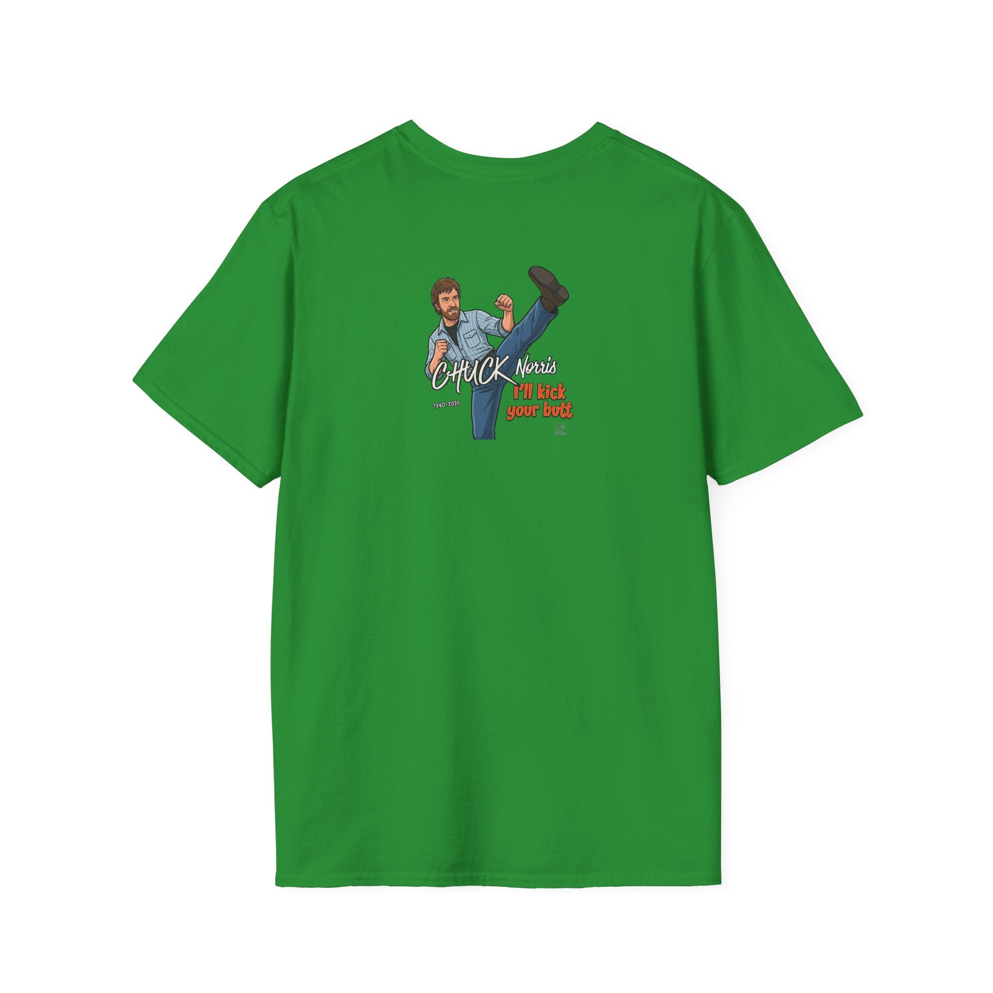 Chuck Norris Kick Illustration T-Shirt | I'll Kick Your Butt text by GT Artland