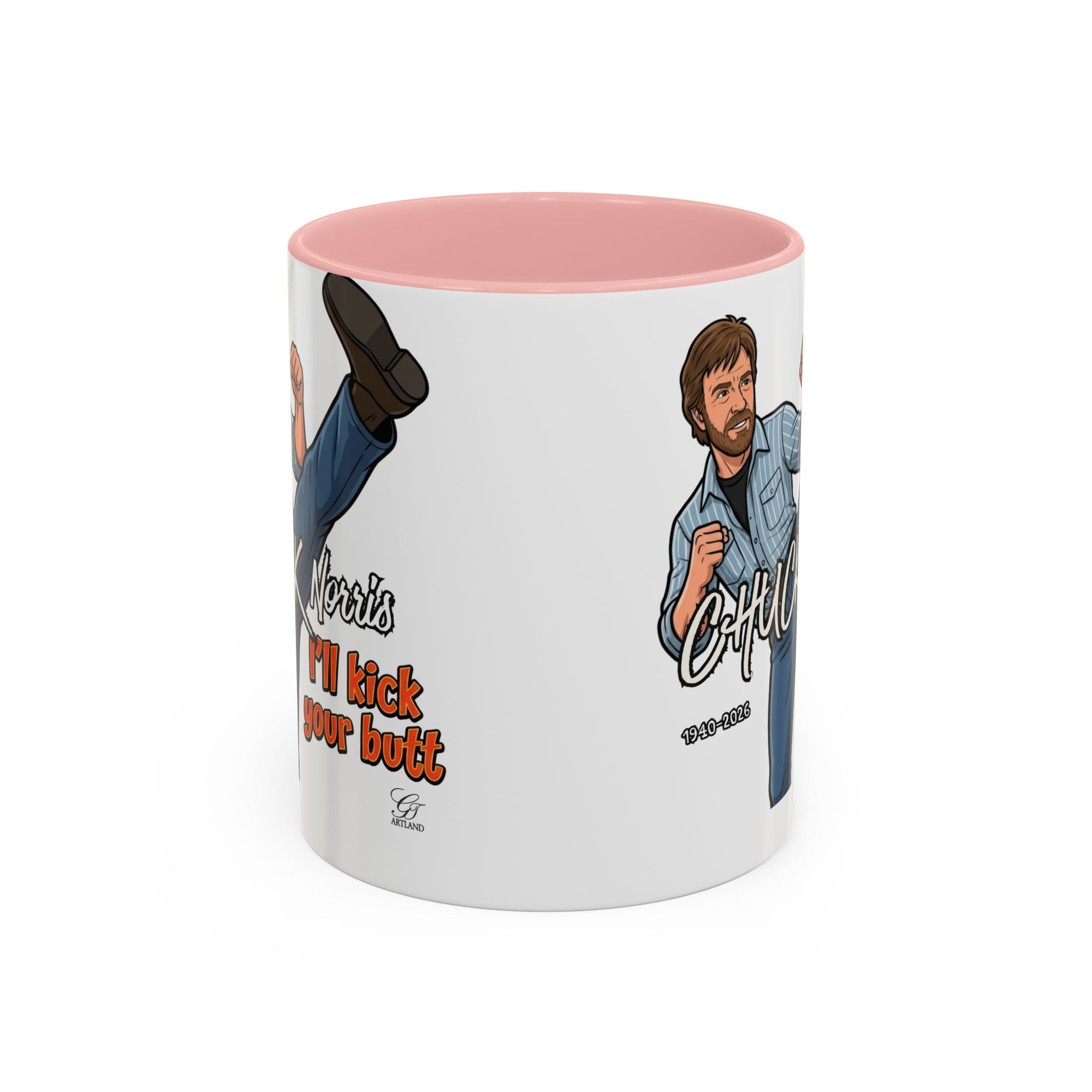 Martial Arts Chuck Norris Kick Butt Humor Character Mug | Accent Coffee Mug by GT Artland