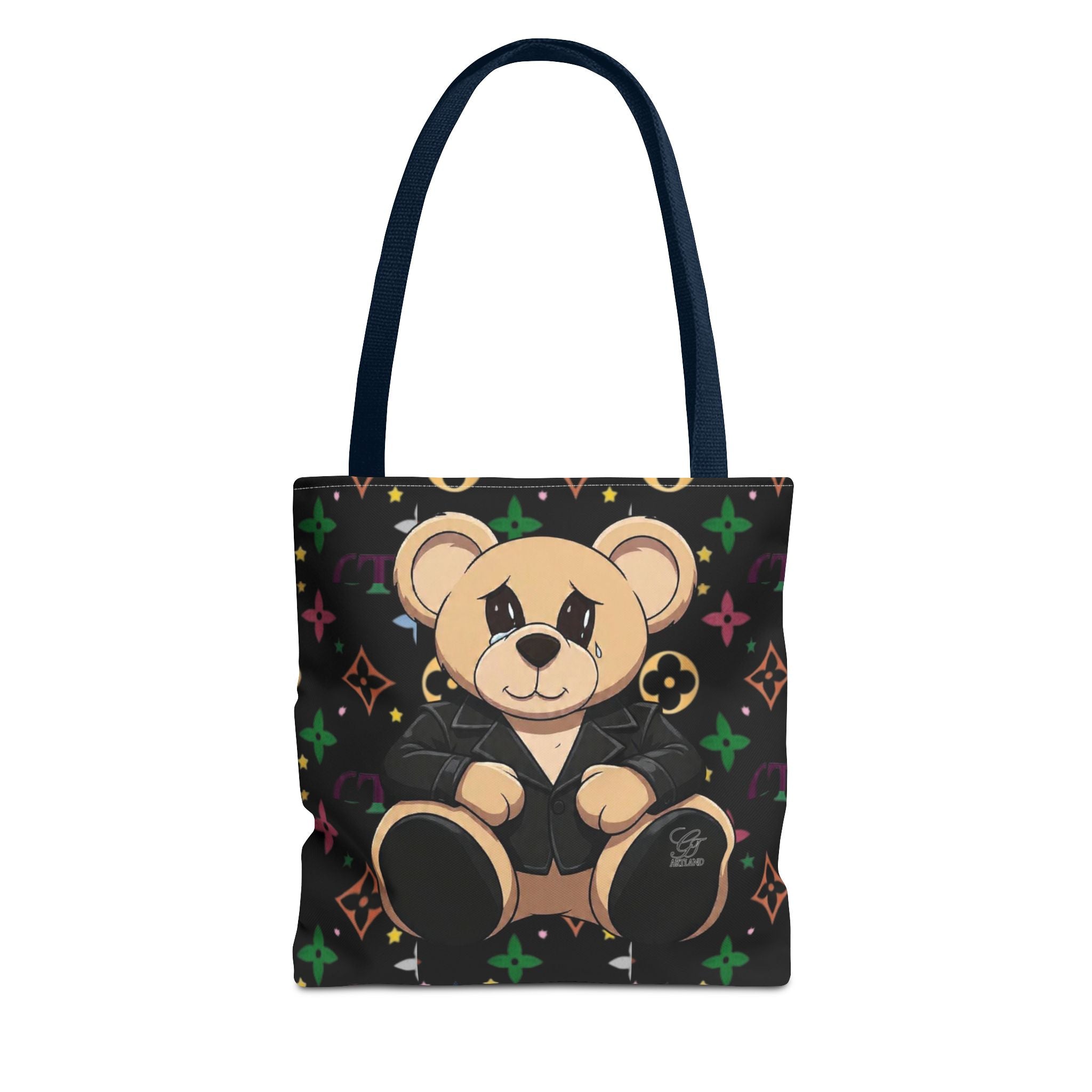 Elite Black Urban Designer Teddy Bear Monogram Tote Bag by GT Artland