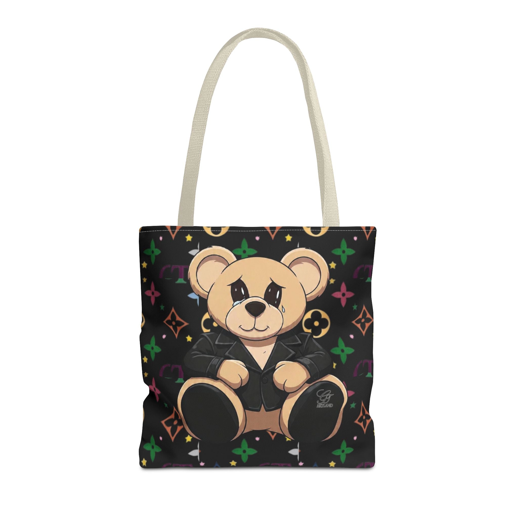 Elite Black Urban Designer Teddy Bear Monogram Tote Bag by GT Artland