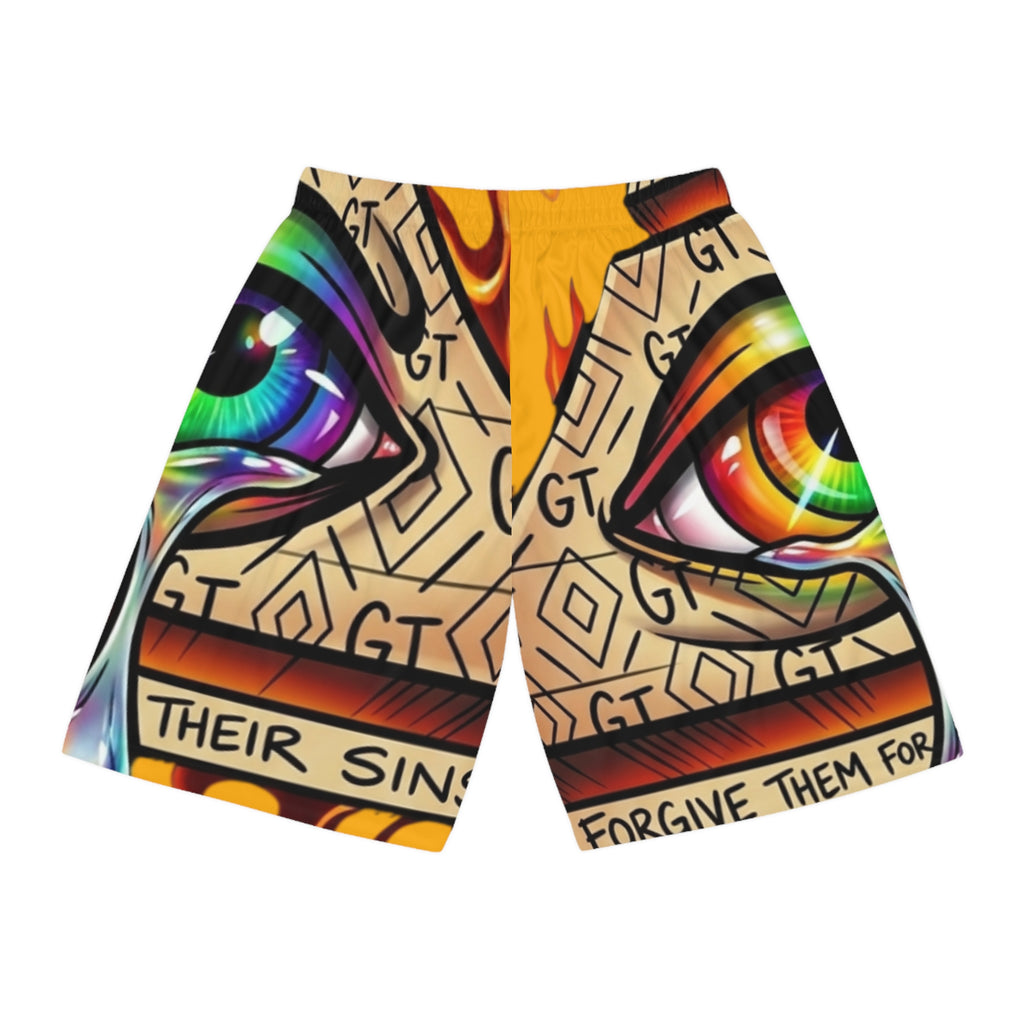 Psychedelic Eyes Pattern Basketball Shorts | Print by GT Artland