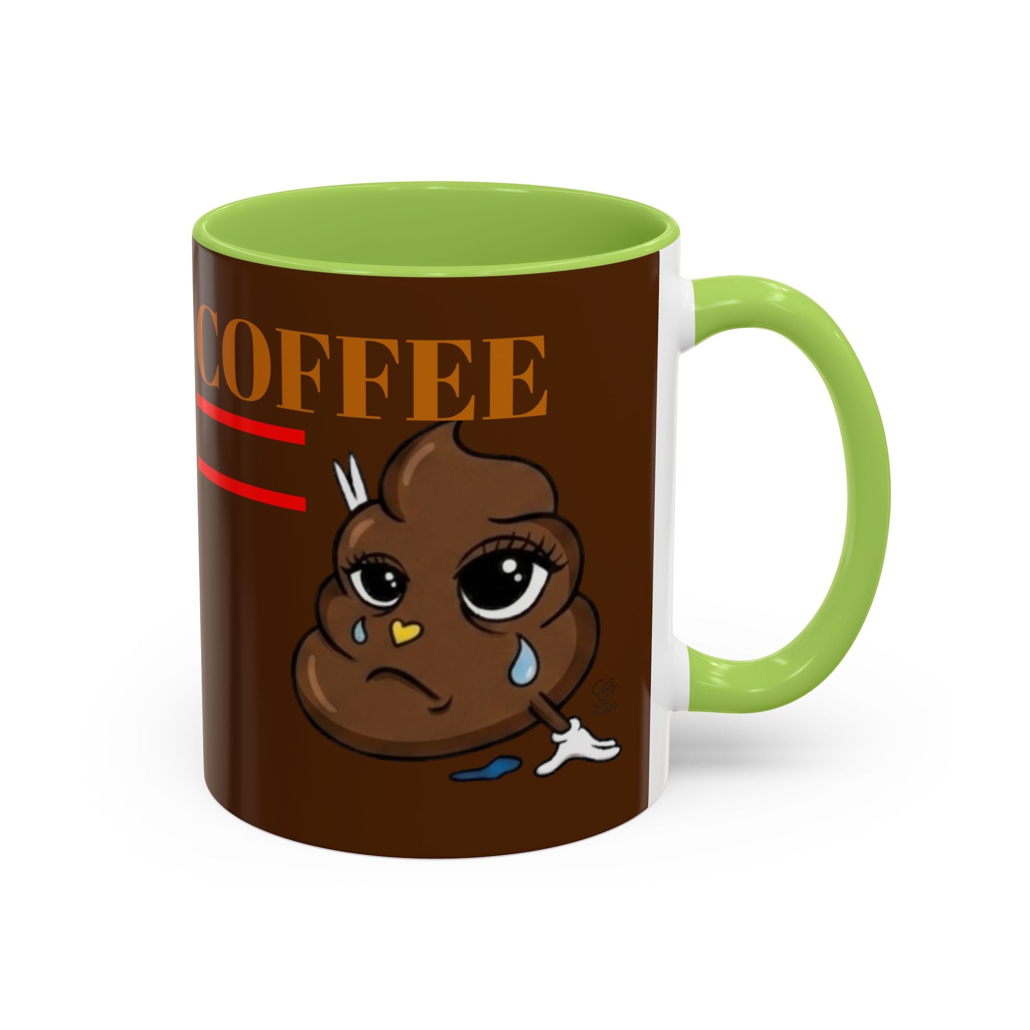 Coffee Mug — Cute Crying Poop Character "Coffee = Pooo" Accent Ceramic Mug by GT Artland