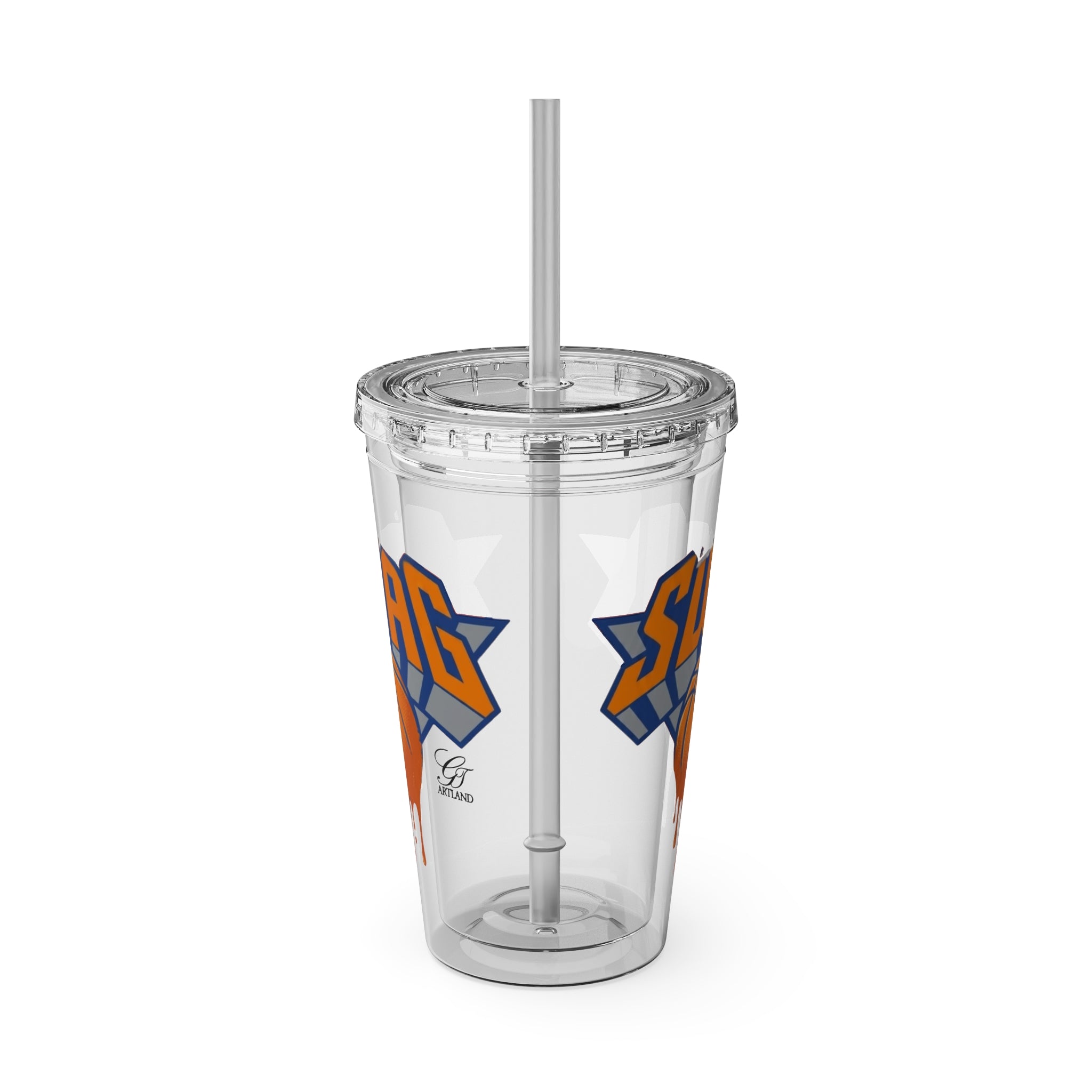 Dripping Basketball SWAG Tumbler | 16oz Clear Cup with Straw by GT Artland