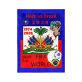 Multicoloured "Haitian vs Brazil" Worldwide FIFA Velveteen Football Blanket