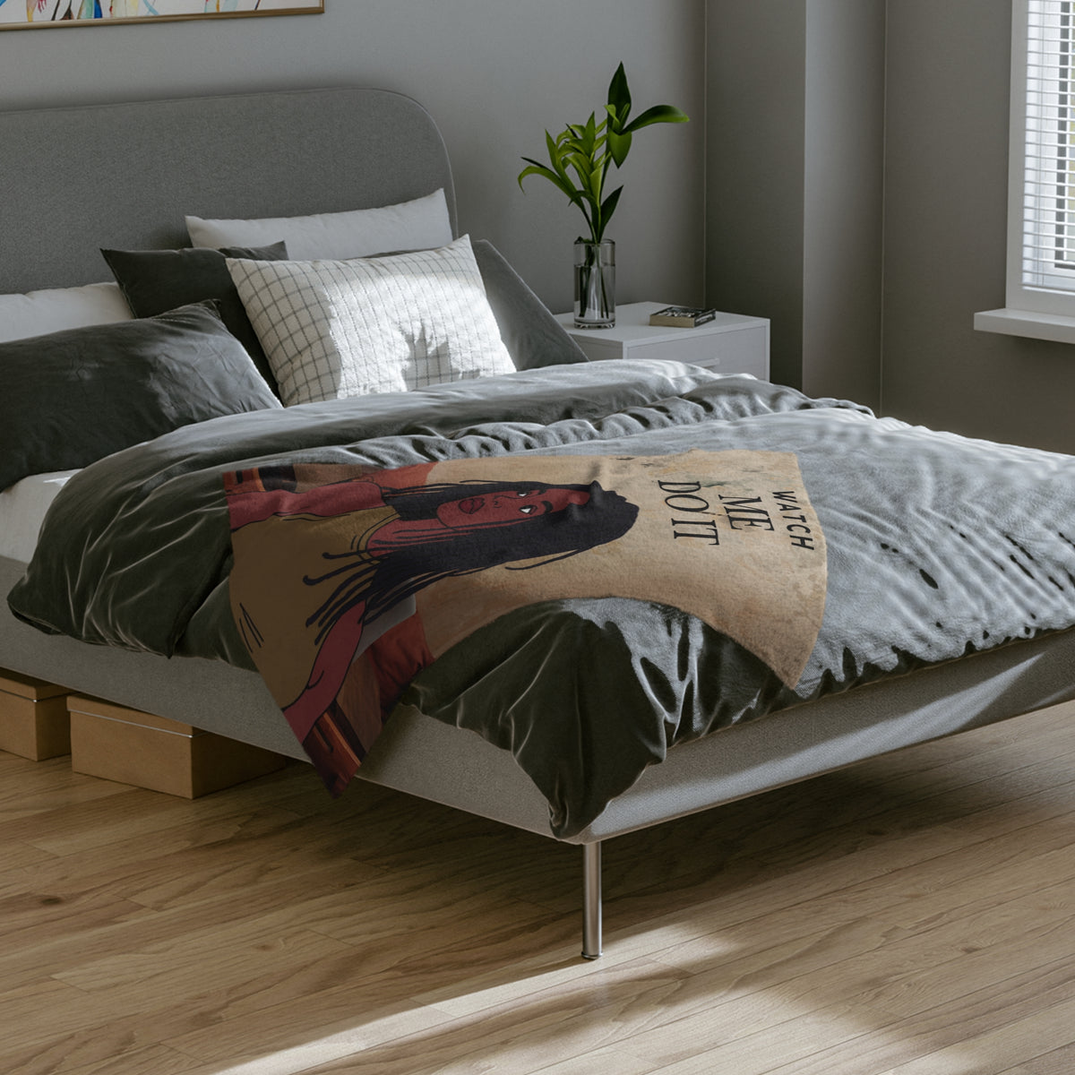 "Watch Me Do It" Velveteen Microfiber Blanket - Throw
