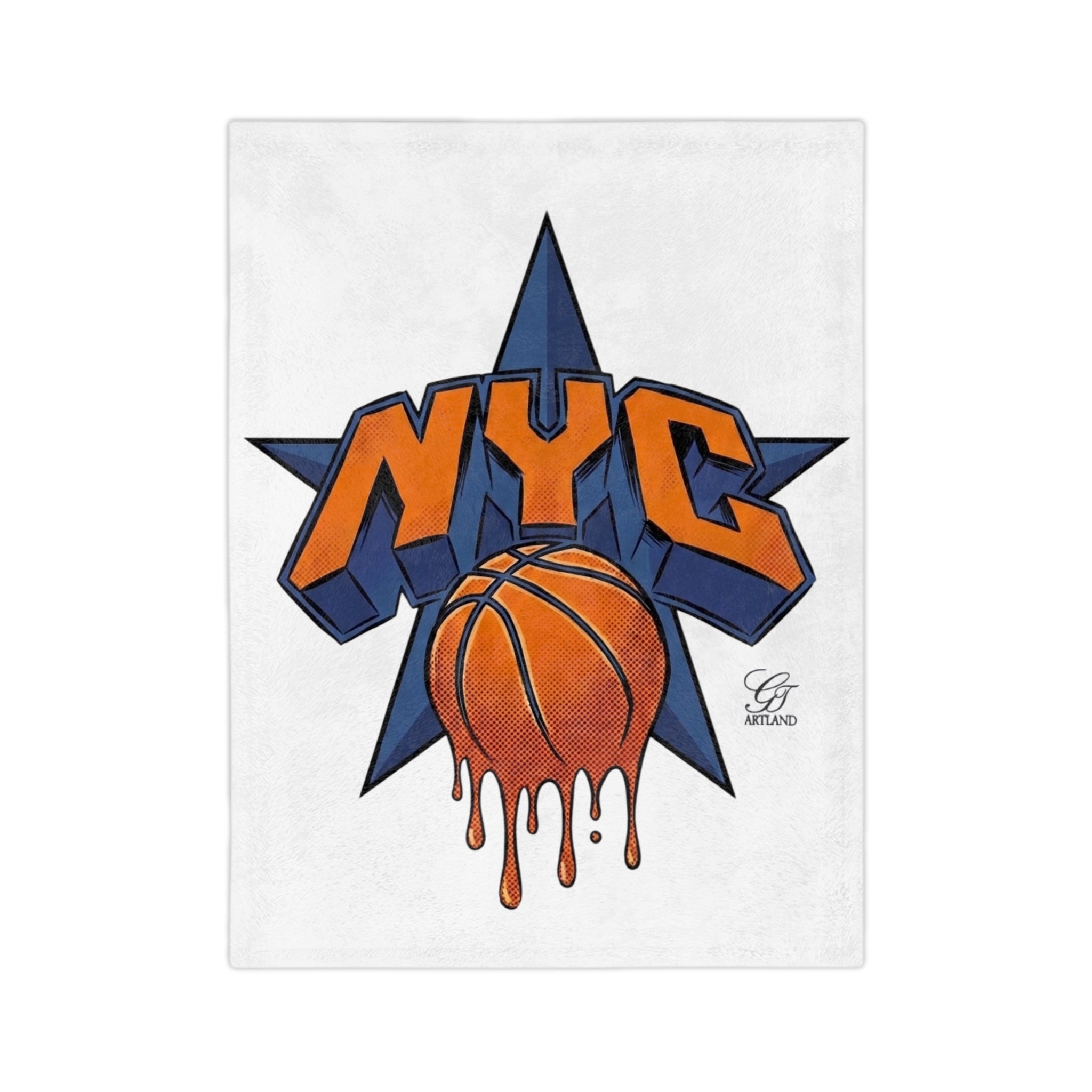 NYC Dripping Basketball Blanket | Velveteen Microfiber Blanket by GT Artland