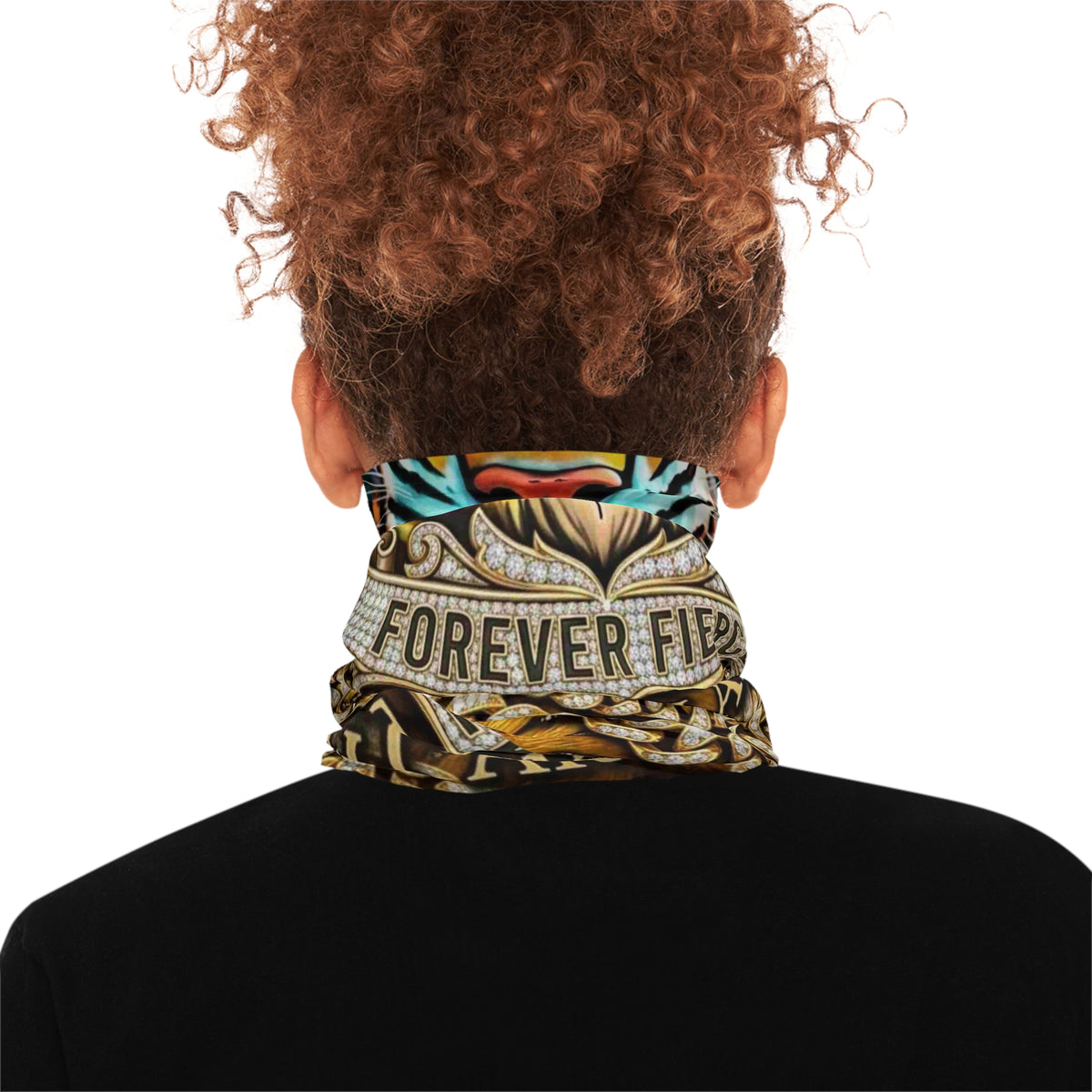 Roaring Tiger with Diamond Chains Forever Fierce Neck Gaiter | Bold Graphic Face  cover Scarf by GT Artland
